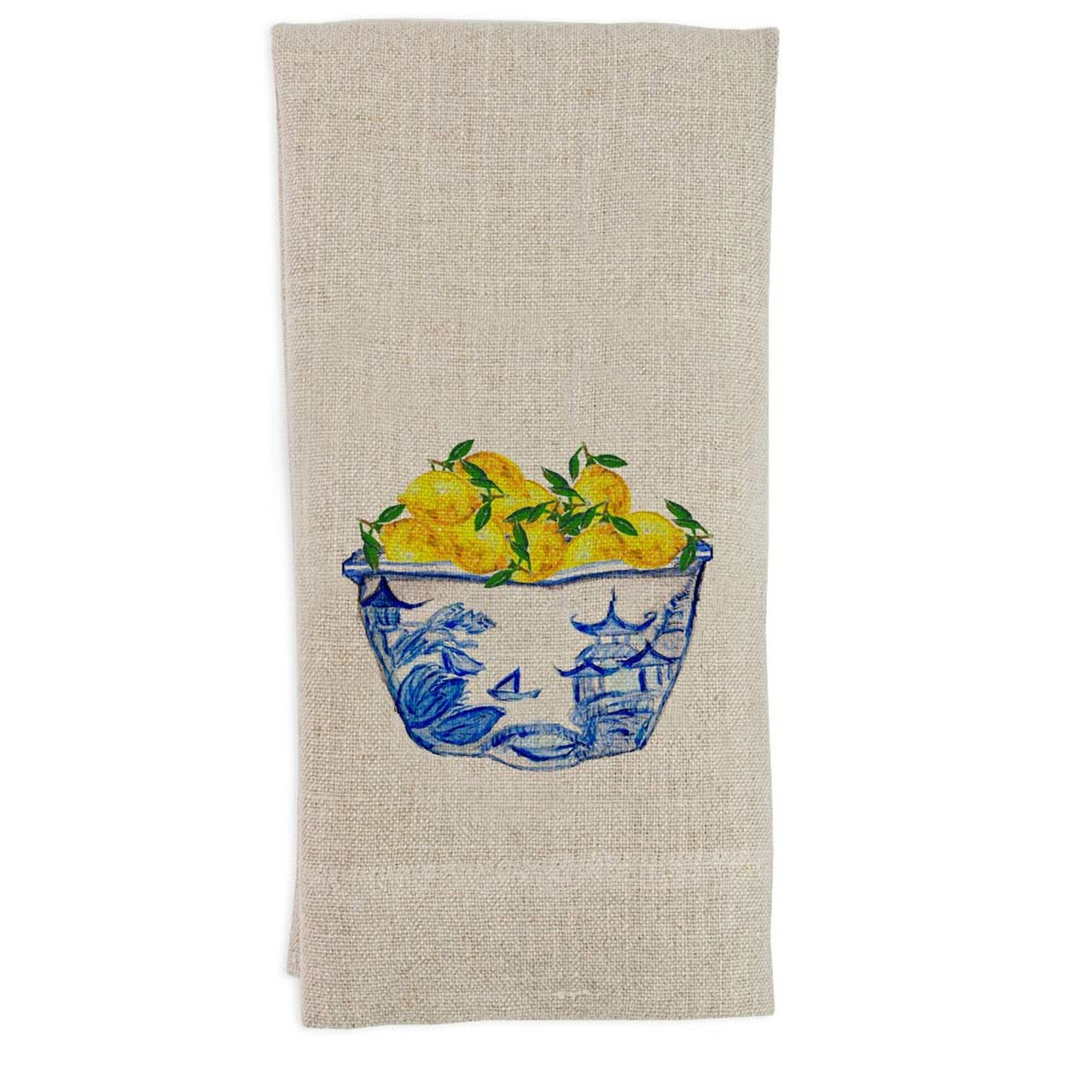 Blue Bowl with Lemons Tea Towel