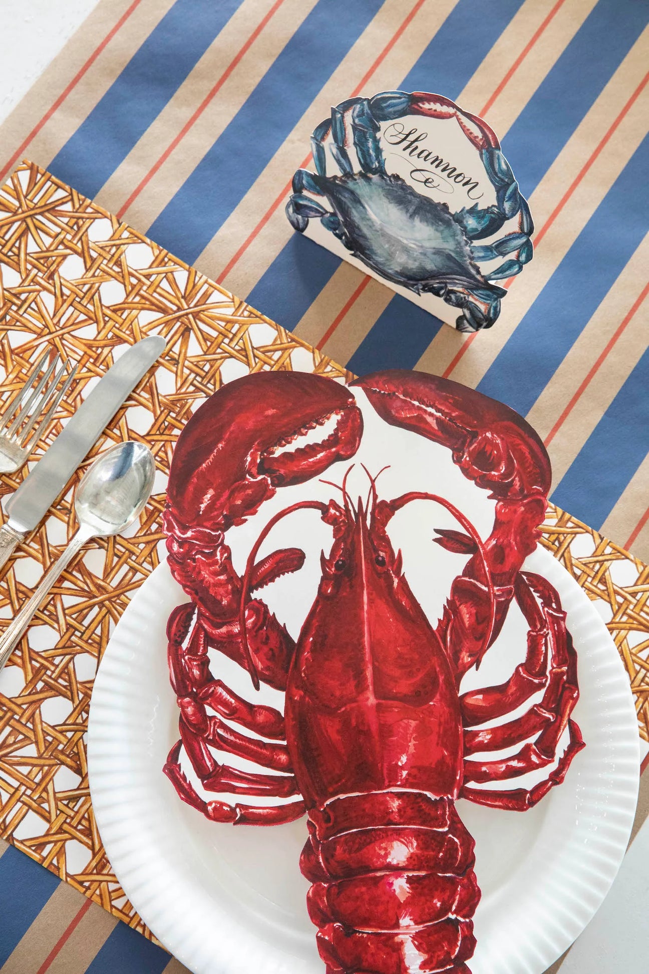 Kraft Navy & Red Awning Stripe Table Runner
