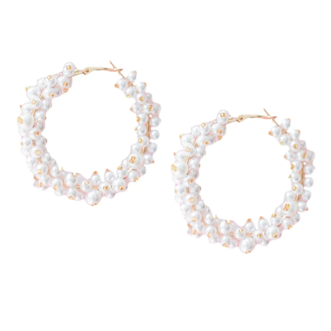 Pearl Cluster Hoop Earrings