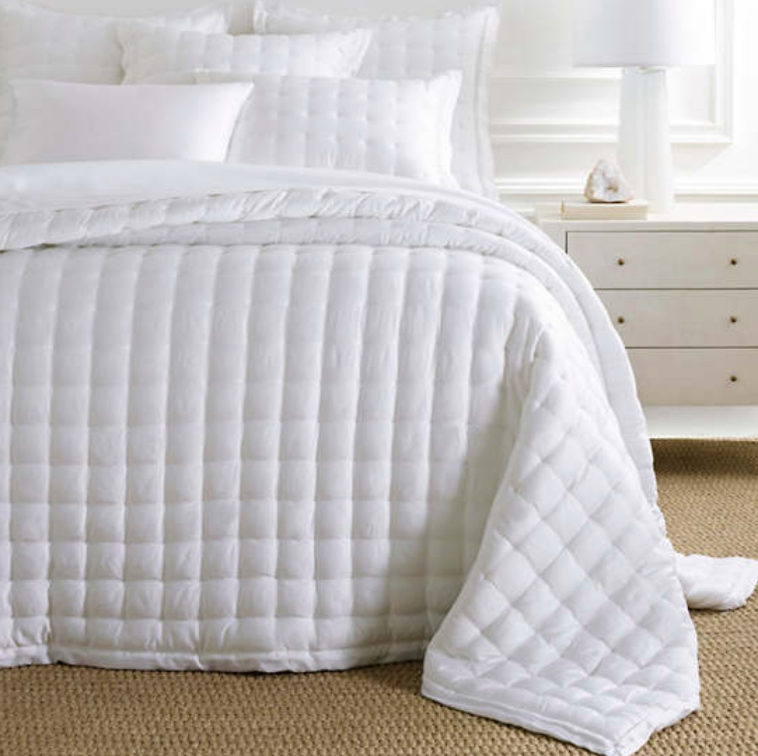 Pine Cone Hill White Silken Solid Puff Sham