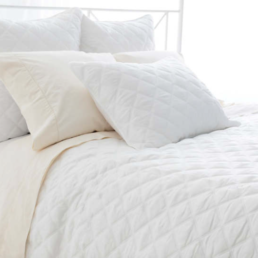 Pine Cone Hill Quilted Silken Solid White Coverlet