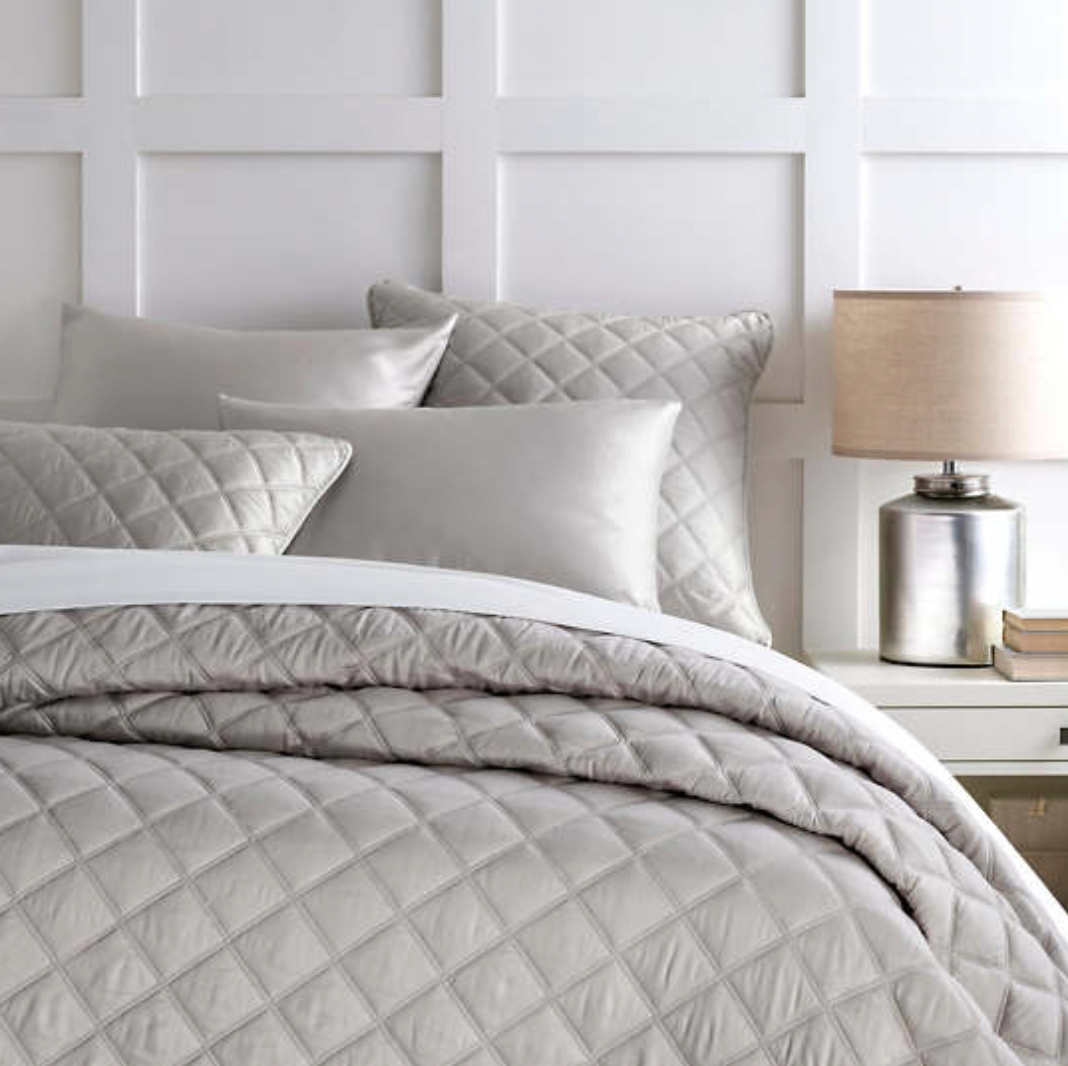 Pine Cone Hill Quilted Silken Solid Grey Coverlet