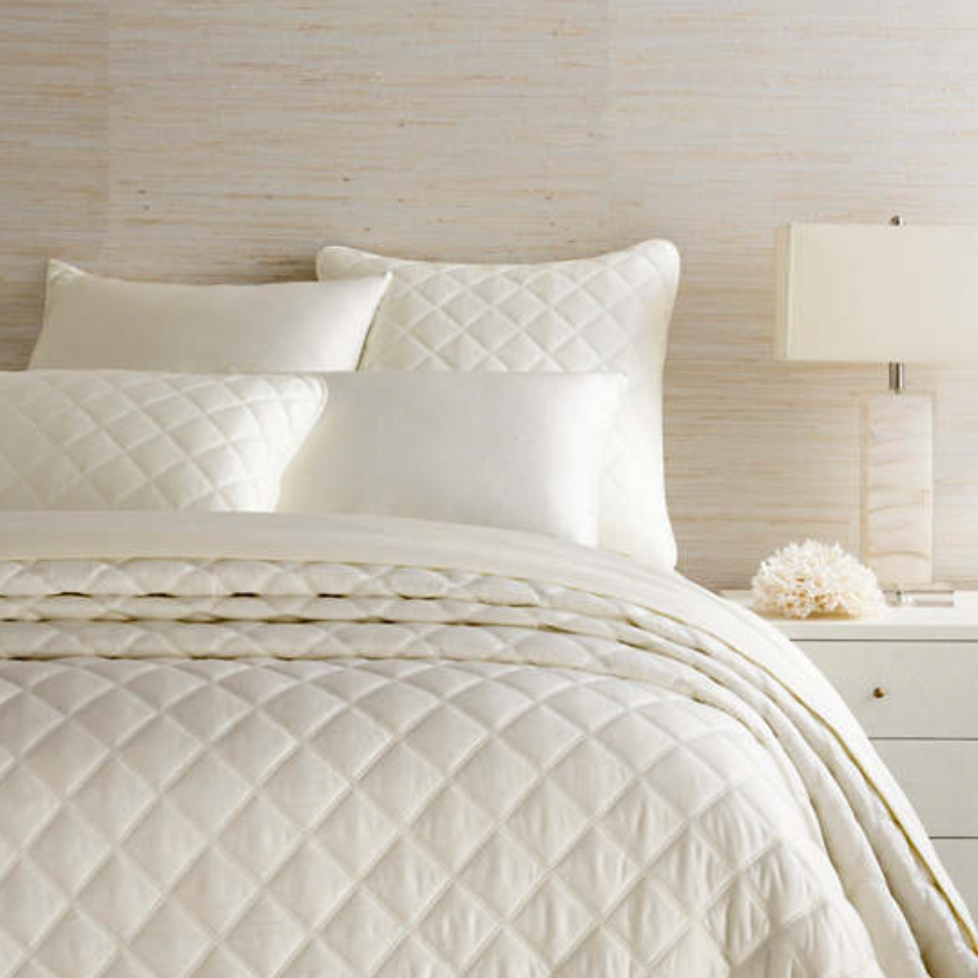 Pine Cone Hill Quilted Silken Solid Ivory Coverlet