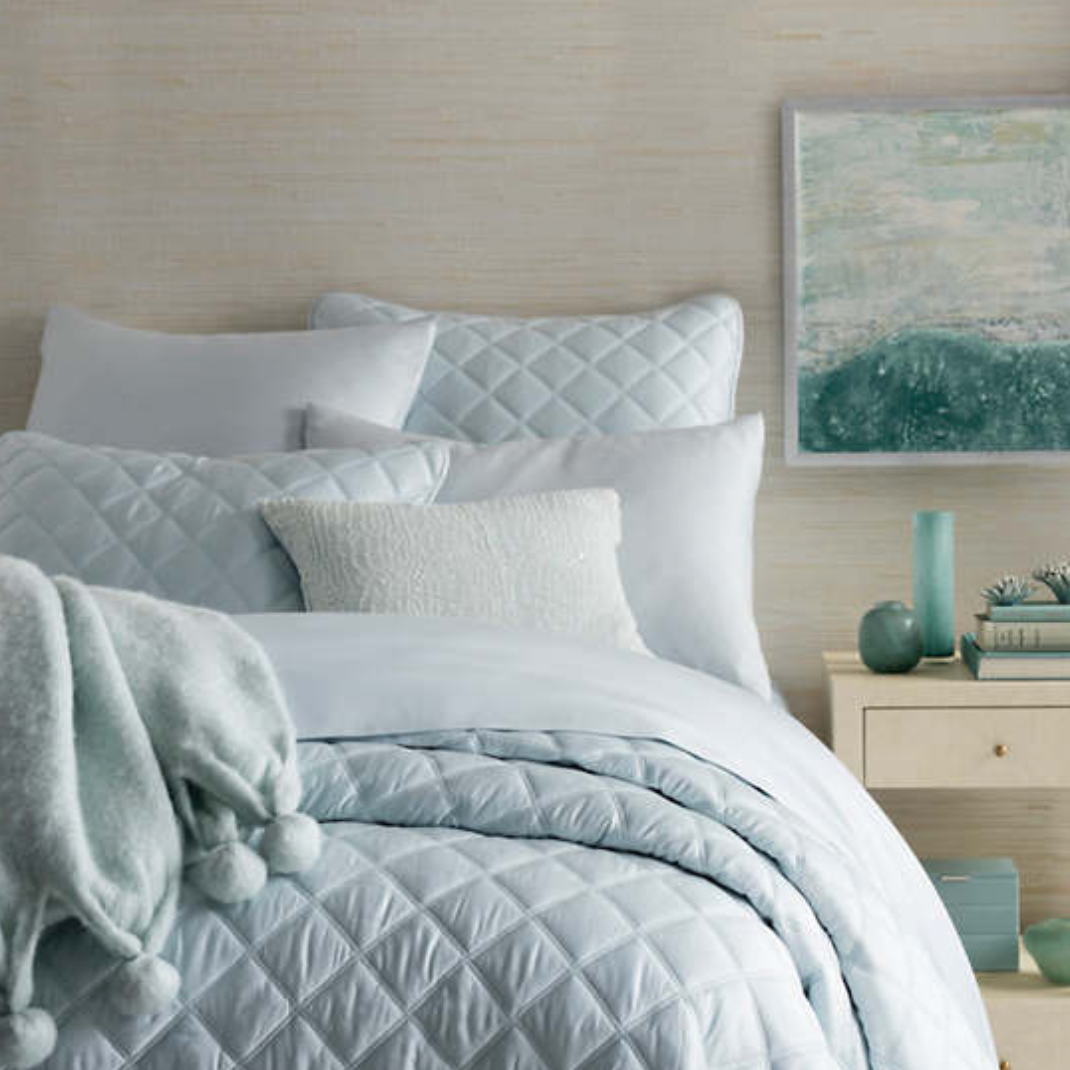 Pine Cone Hill Quilted Silken Solid Robin's Egg Blue Coverlet