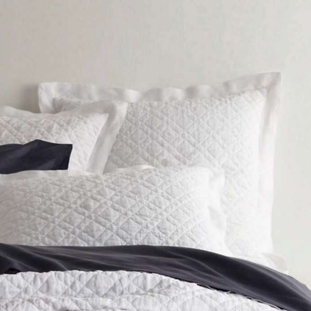Pine Cone Hill Washed Linen White Quilted Sham