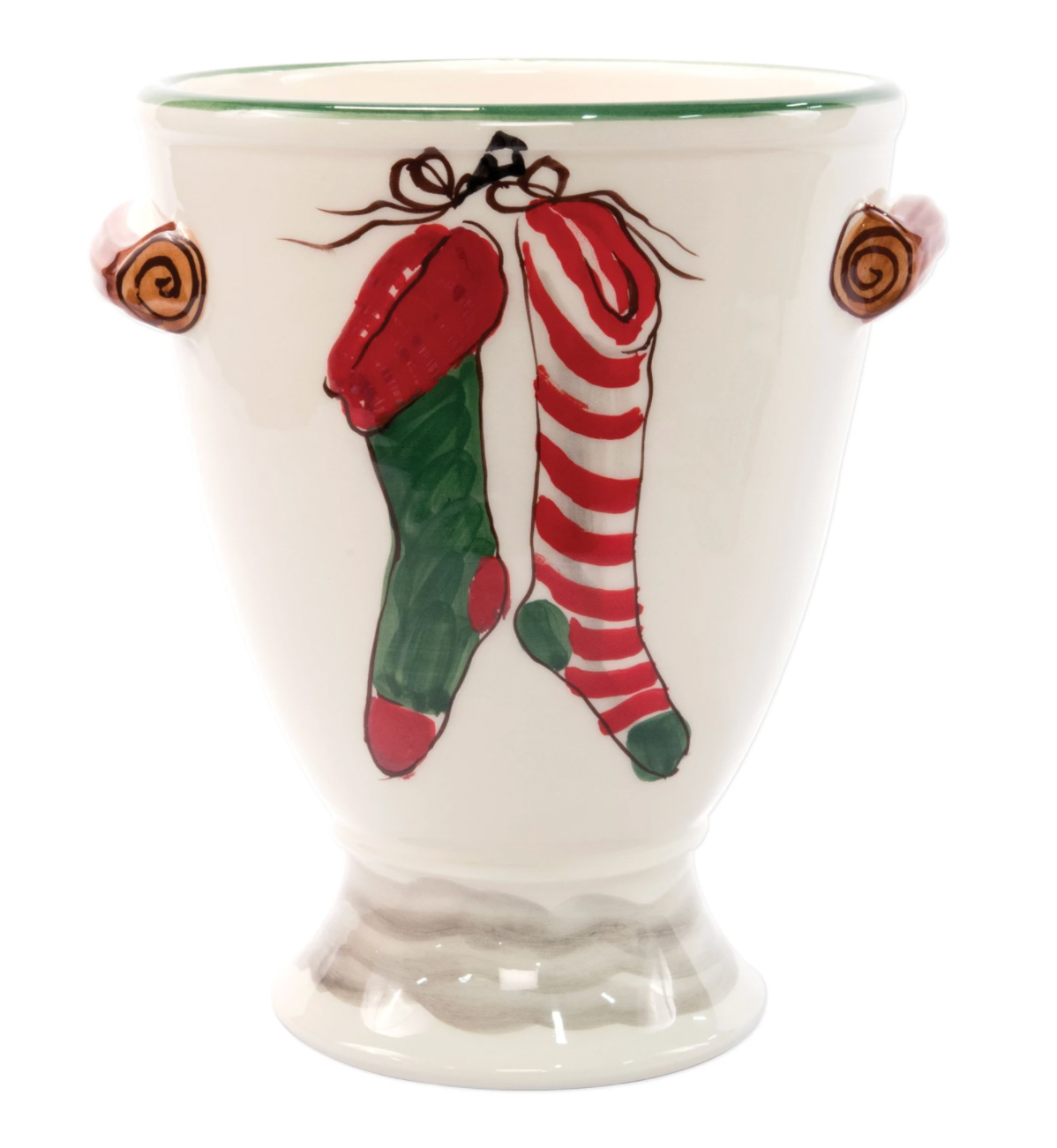 VIETRI Old St. Nick Footed Urn w/ Chimney & Stockings