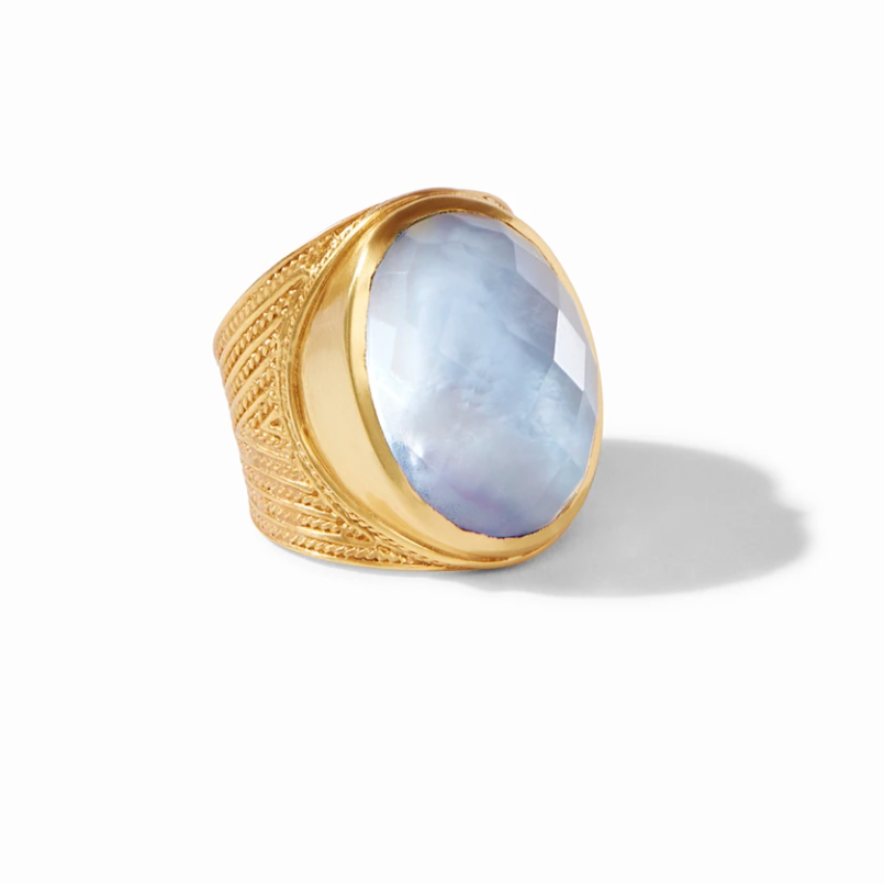 Julie Vos Verona Statement Ring, Chalcedony Blue