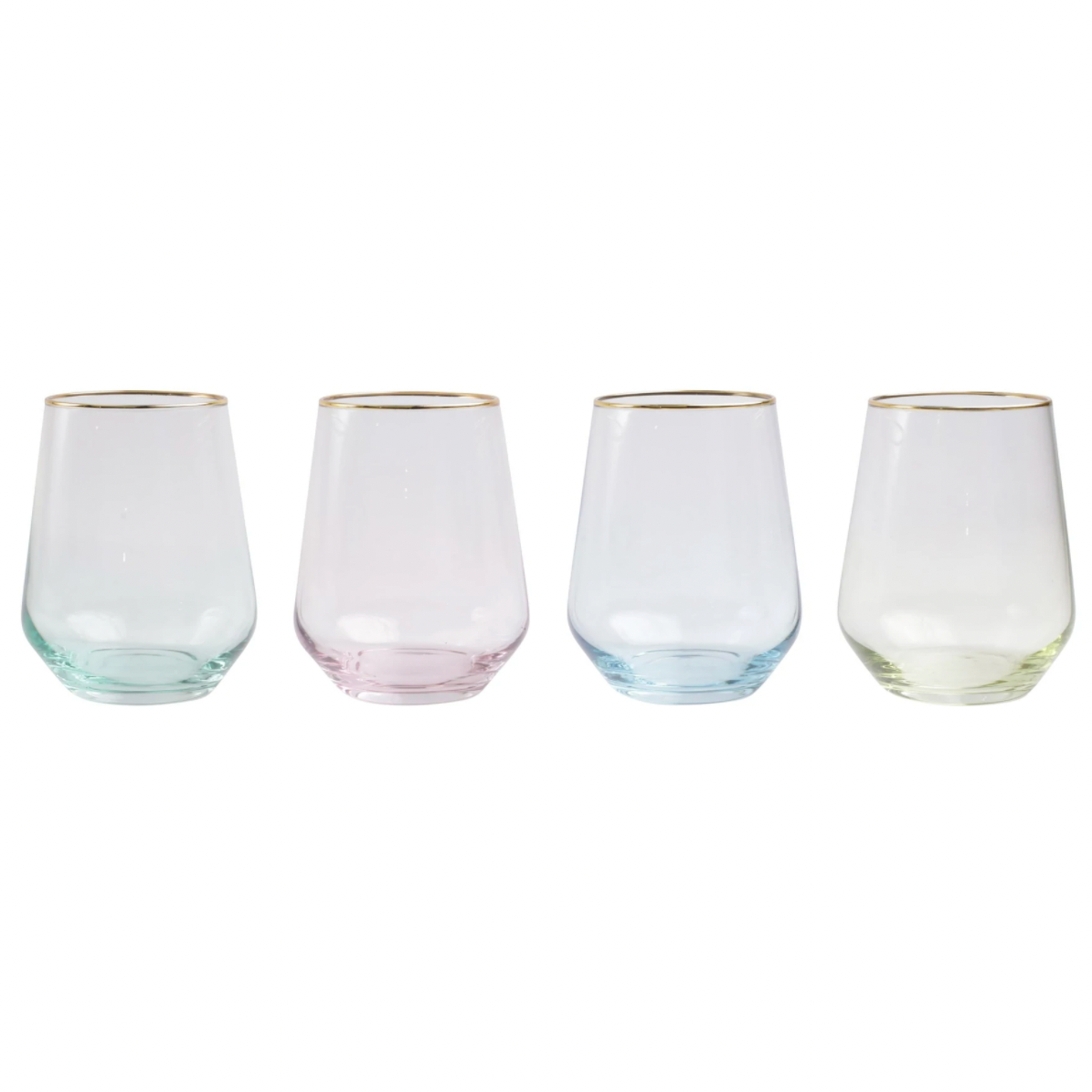 VIETRI Rainbow Assorted Stemless Wine Glasses- Set of 4