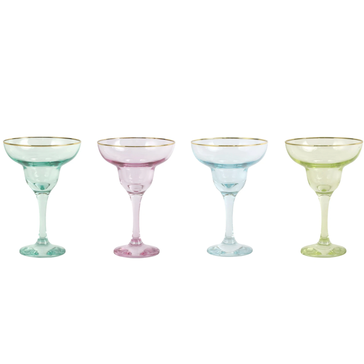 VIETRI Rainbow Assorted Margarita Glasses- Set of 4