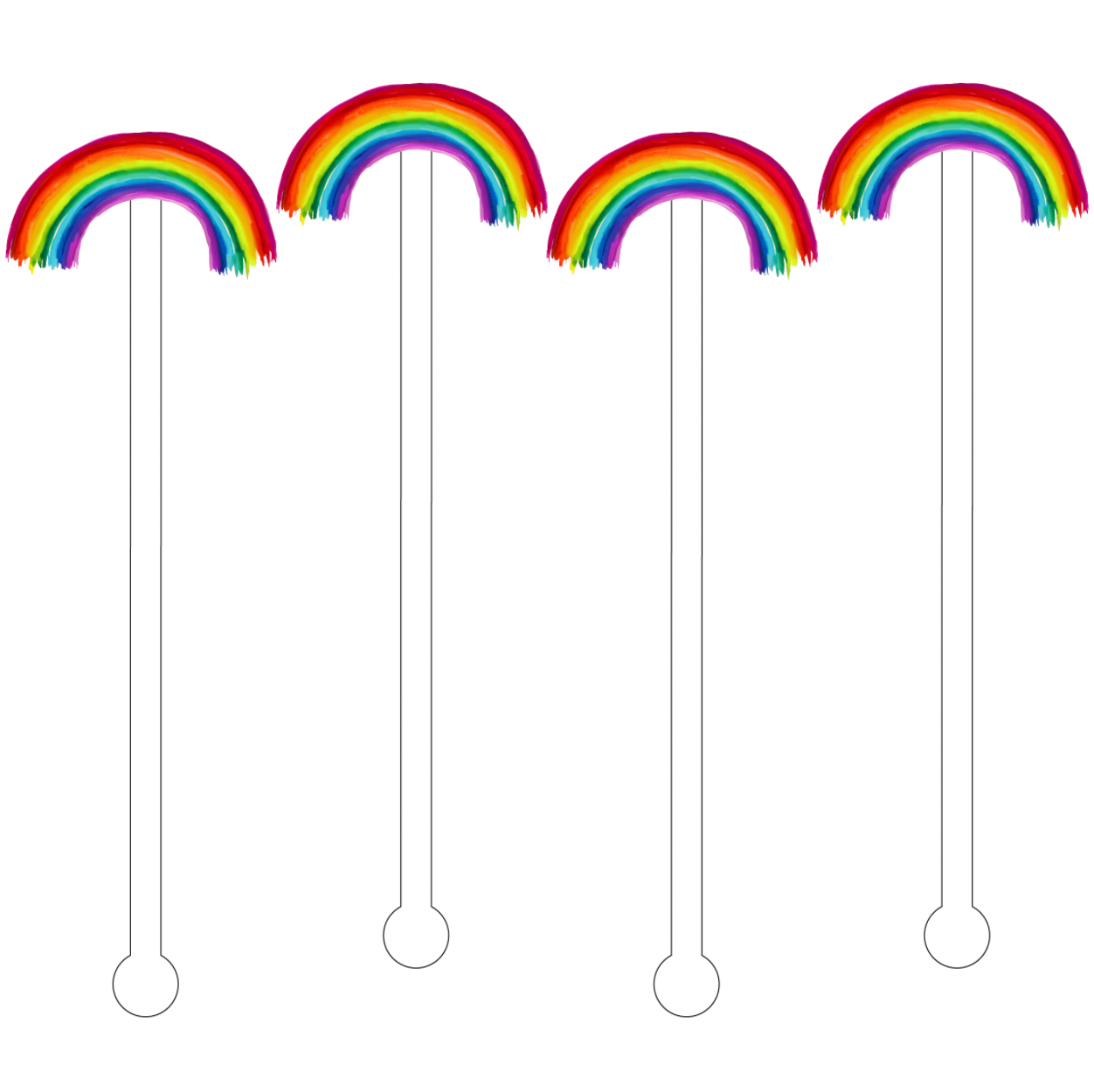 Rainbow Vibes Acrylic Stir Sticks,  Set of 4