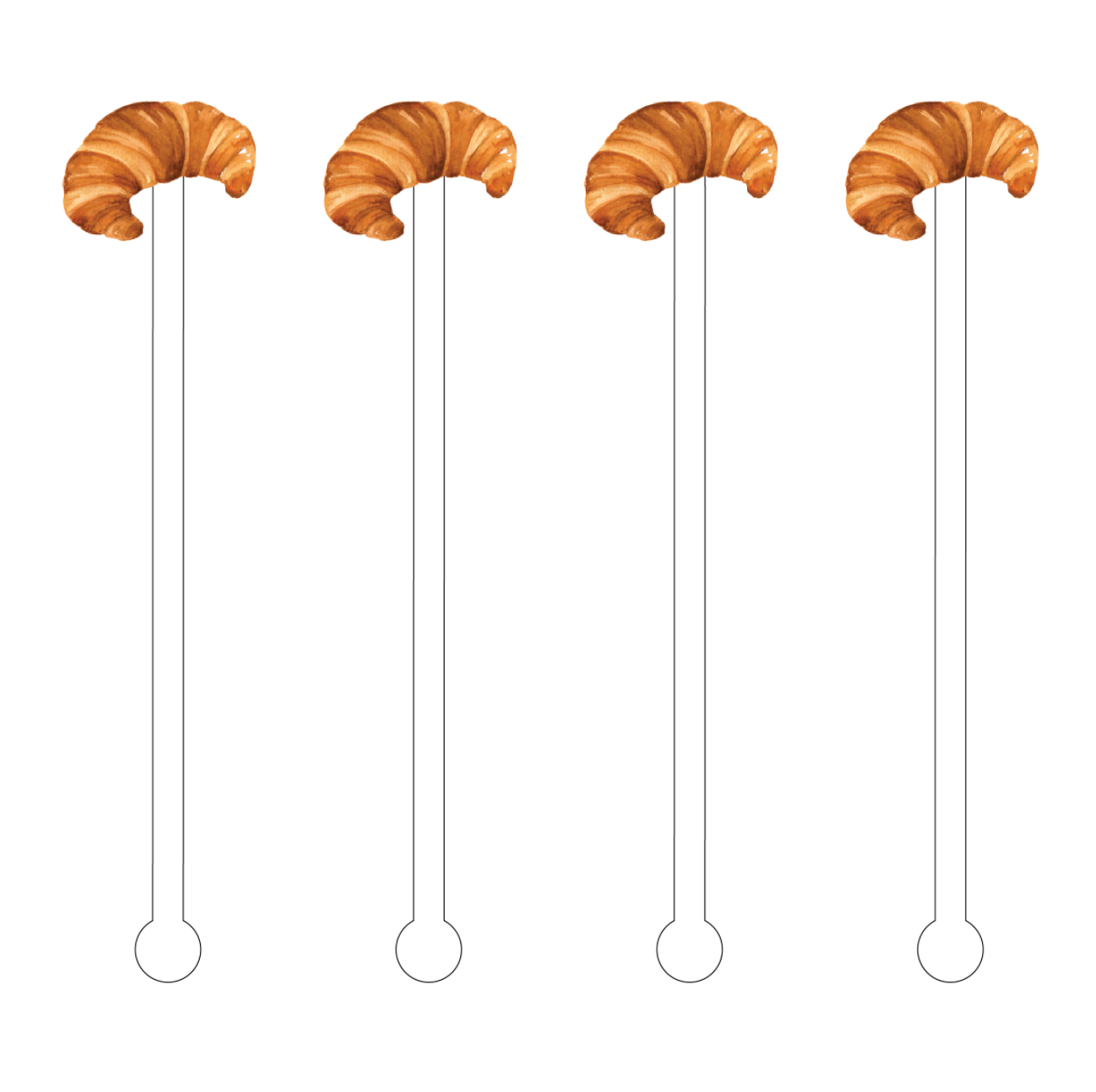Croissant Acrylic Stir Sticks,  Set of 4