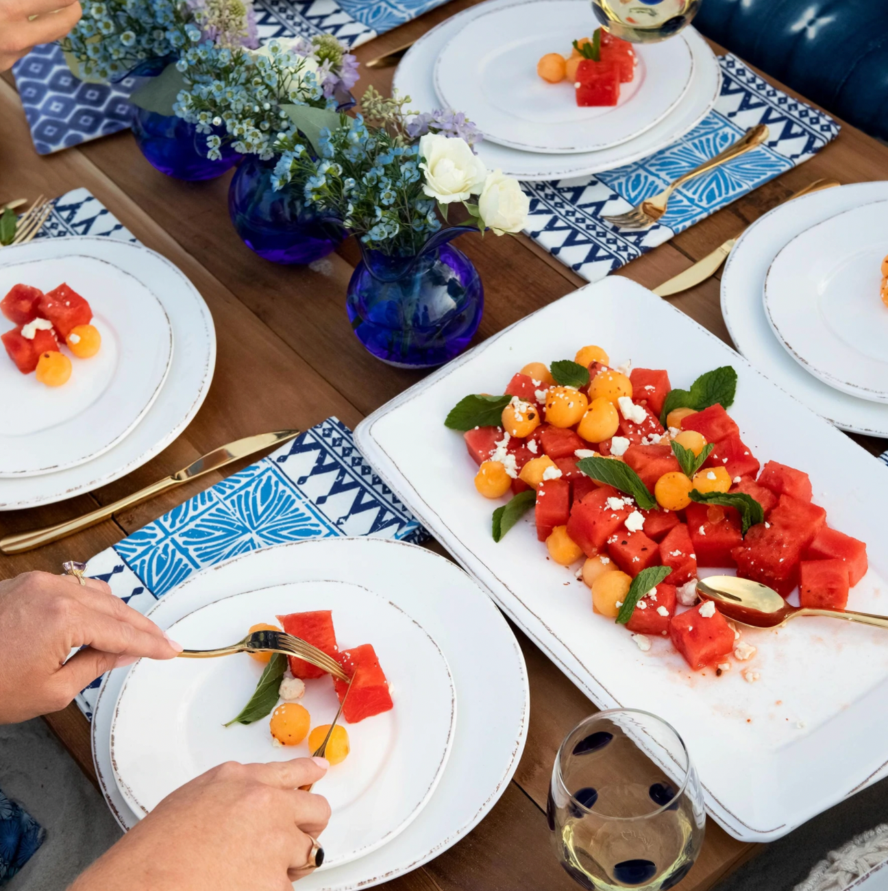 VIETRI Lastra Melamine White Rectangular Platter