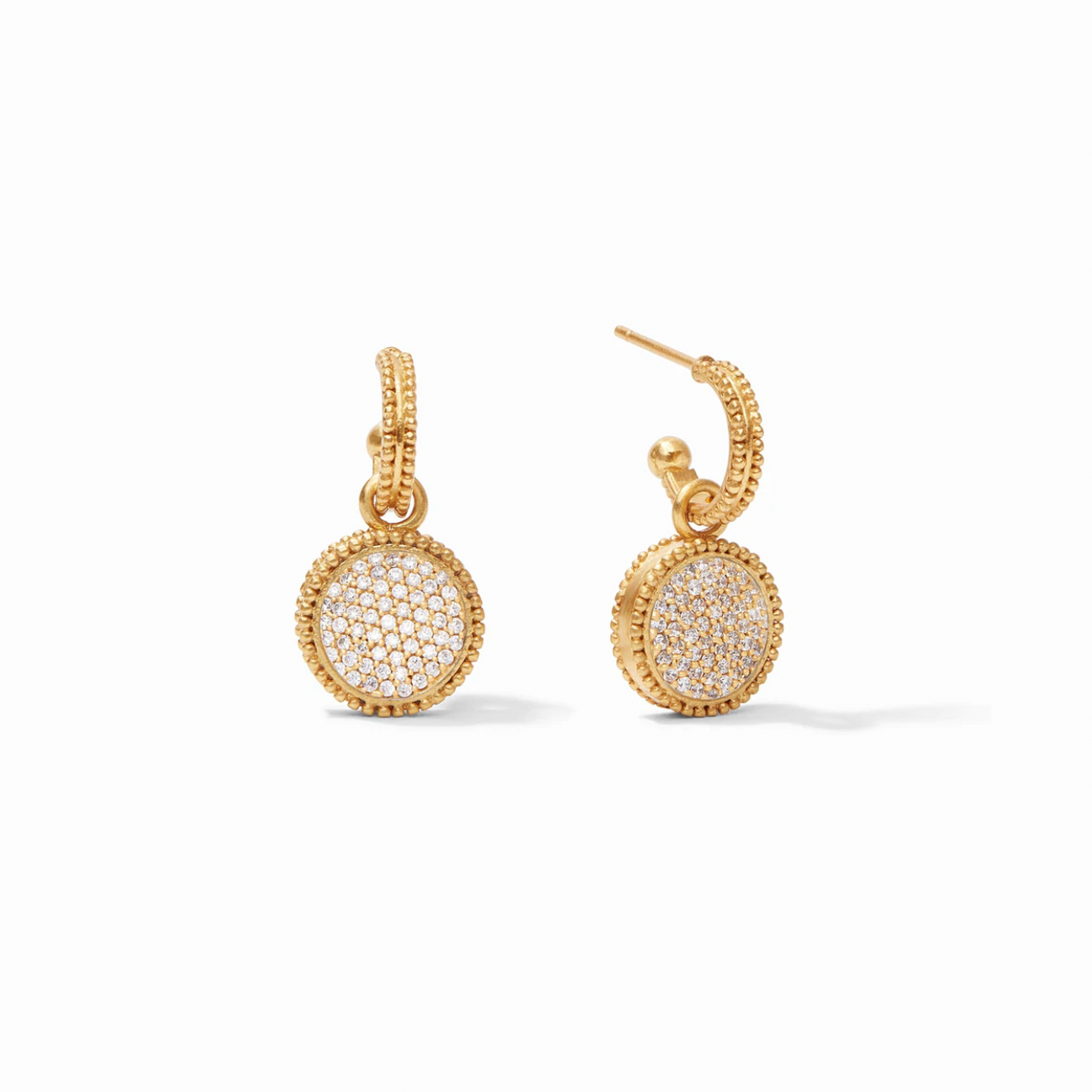 Julie Vos Fleur de Lis Hoop & Charm Earring, Pave Cubic Zirconia