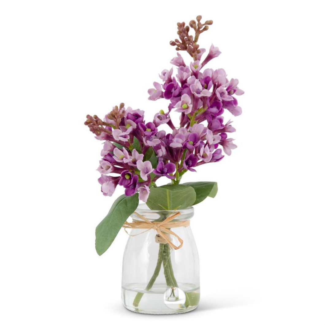Purple Lilac Bouquet in Glass Jar