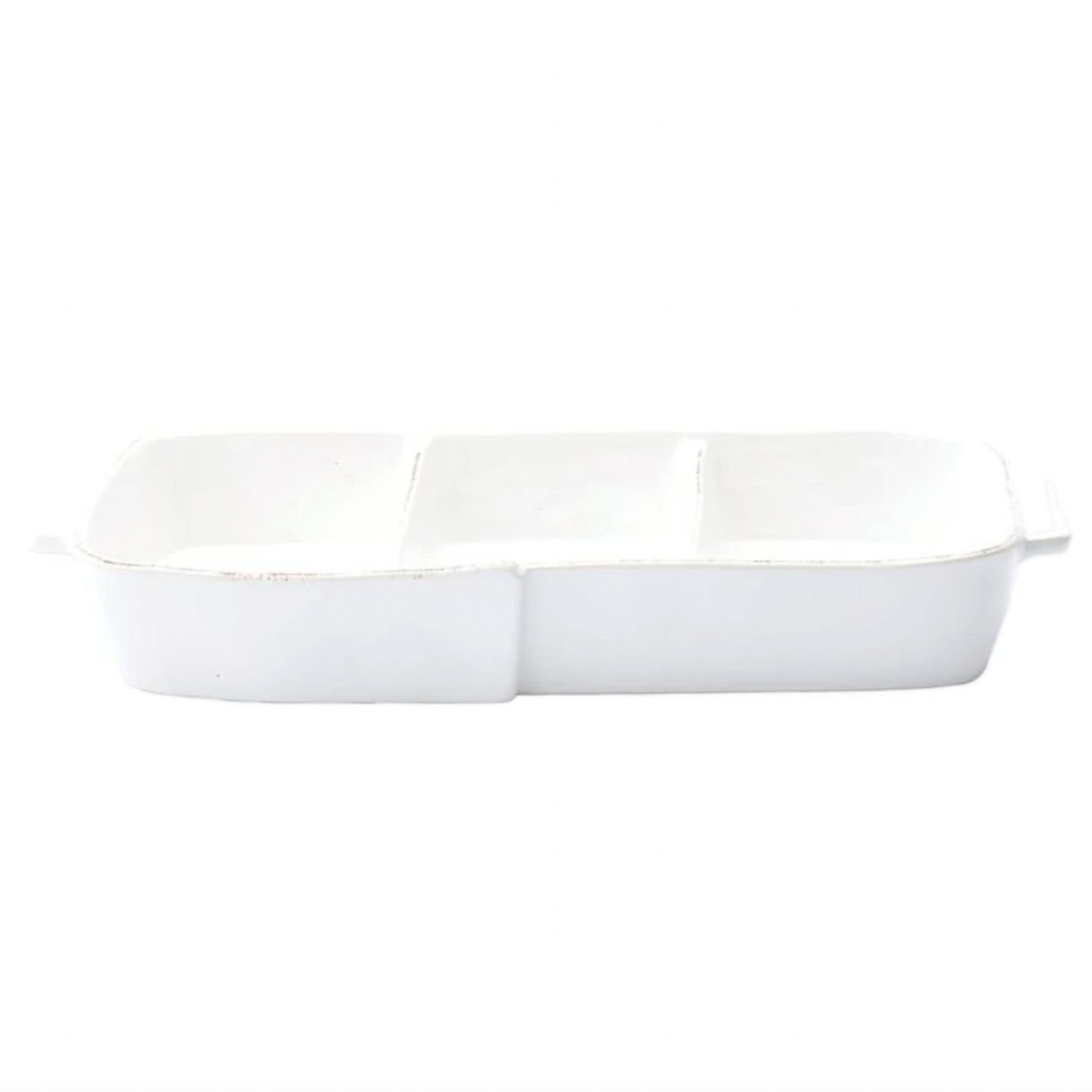 VIETRI Lastra Melamine White Three-Part Server