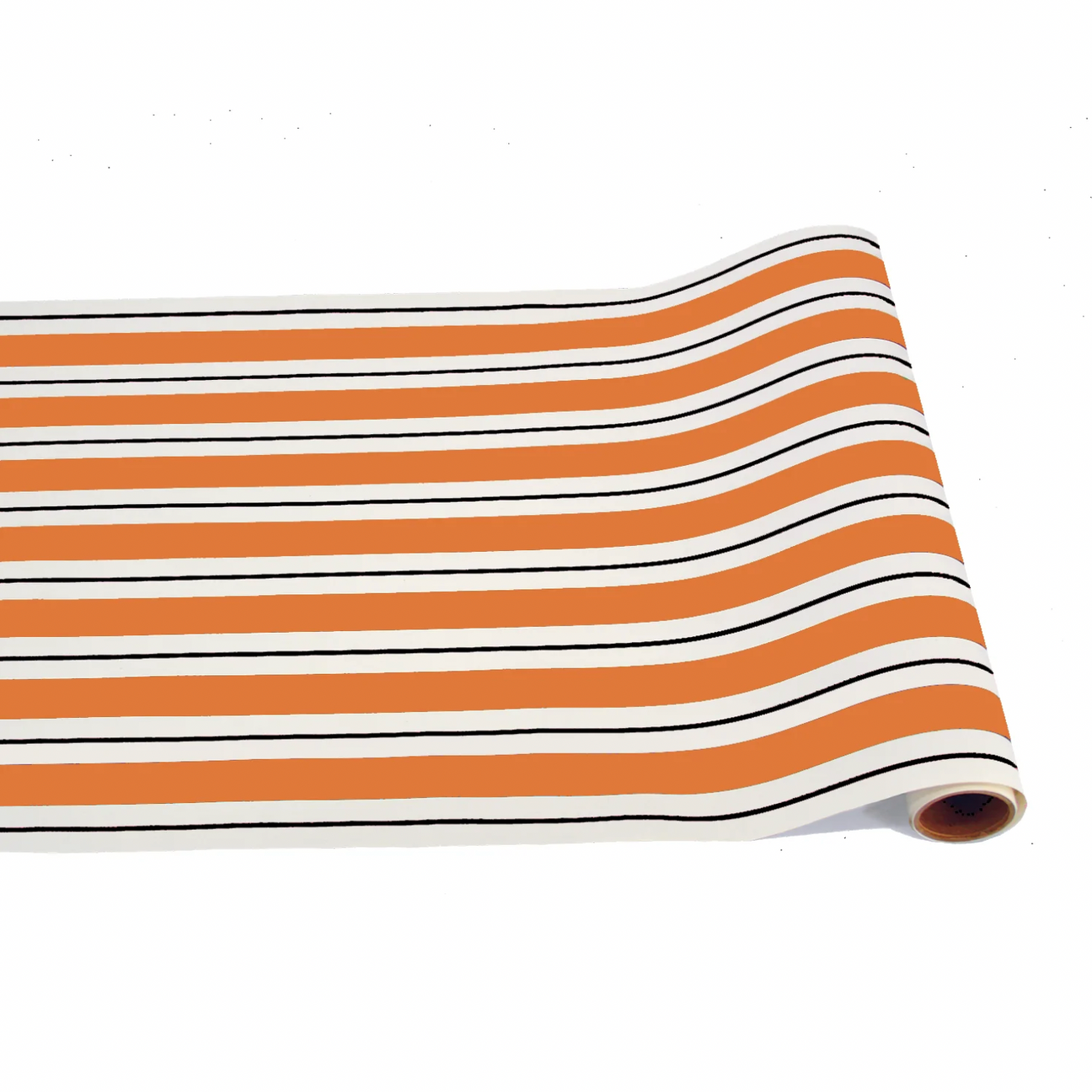 Orange & Black Awning Stripe Table Runner