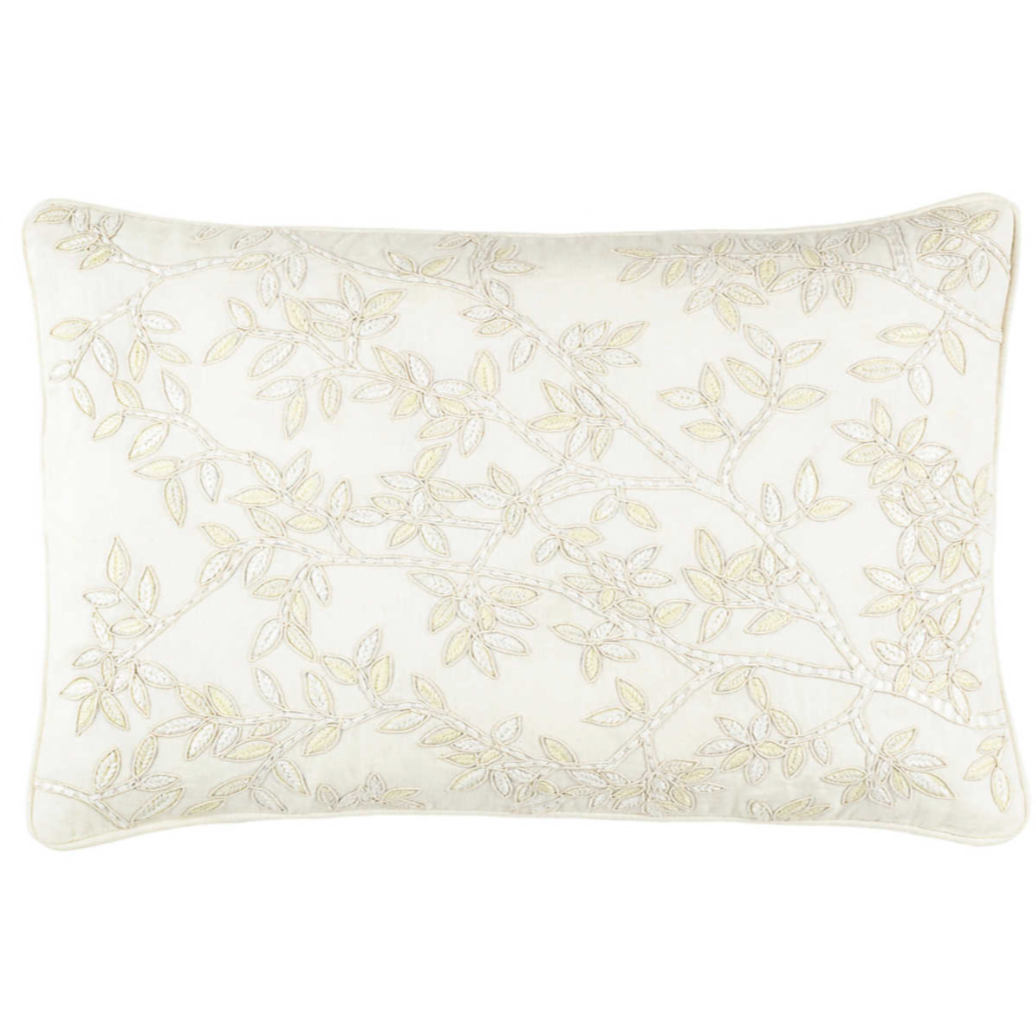 Harriet Embroidered Ivory Decorative Pillow