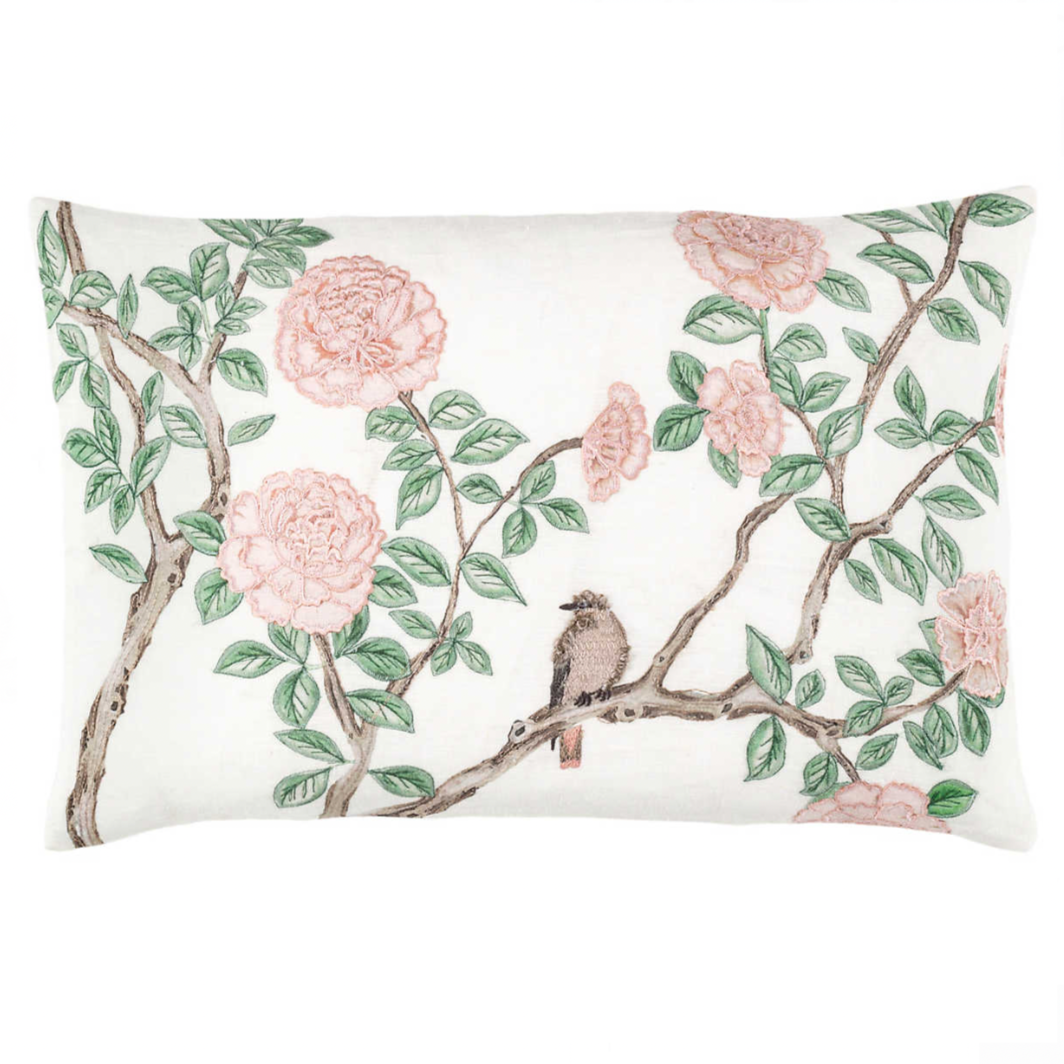 Jolie Embroidered White Decorative Pillow