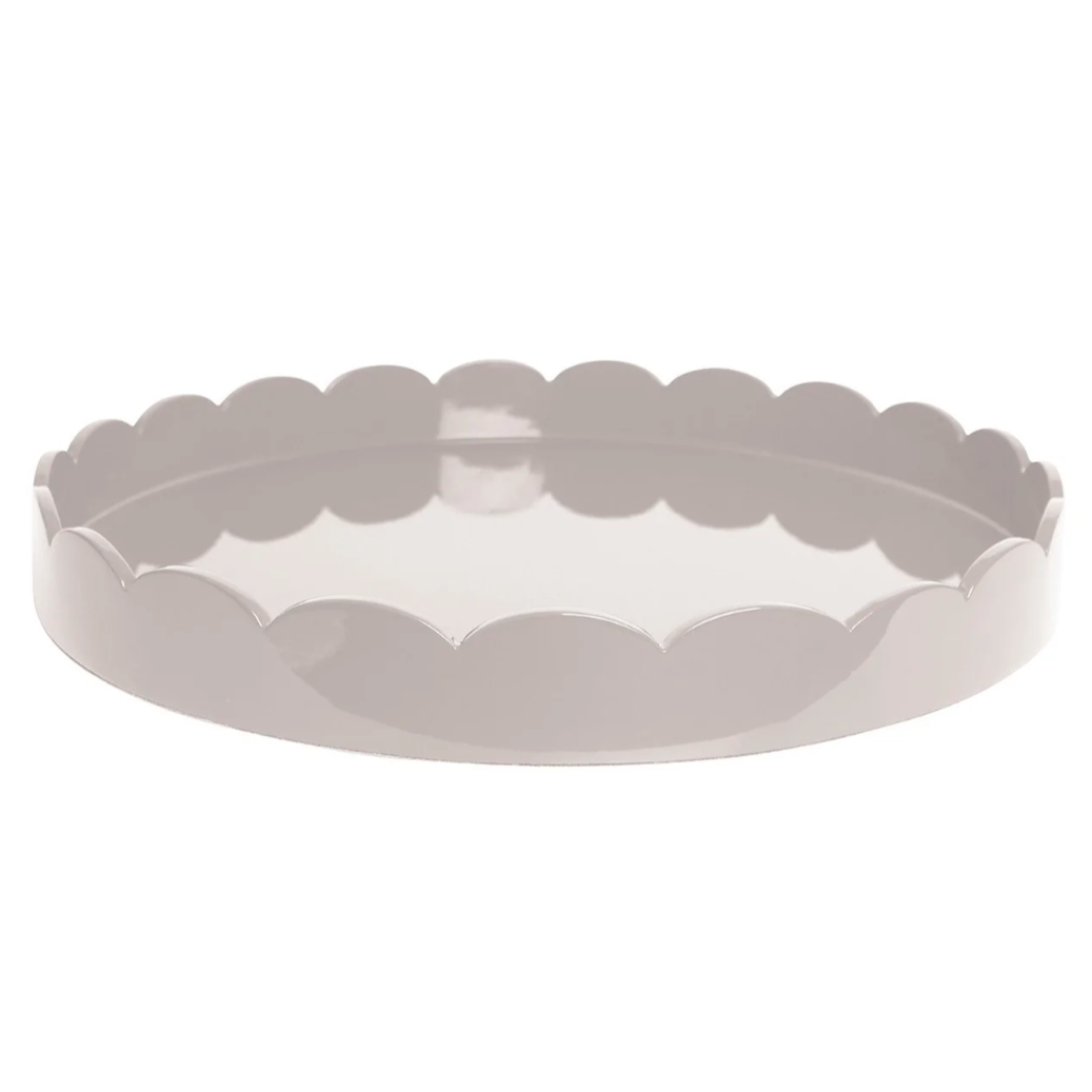 Cappuccino Round Lacquered Scalloped Tray
