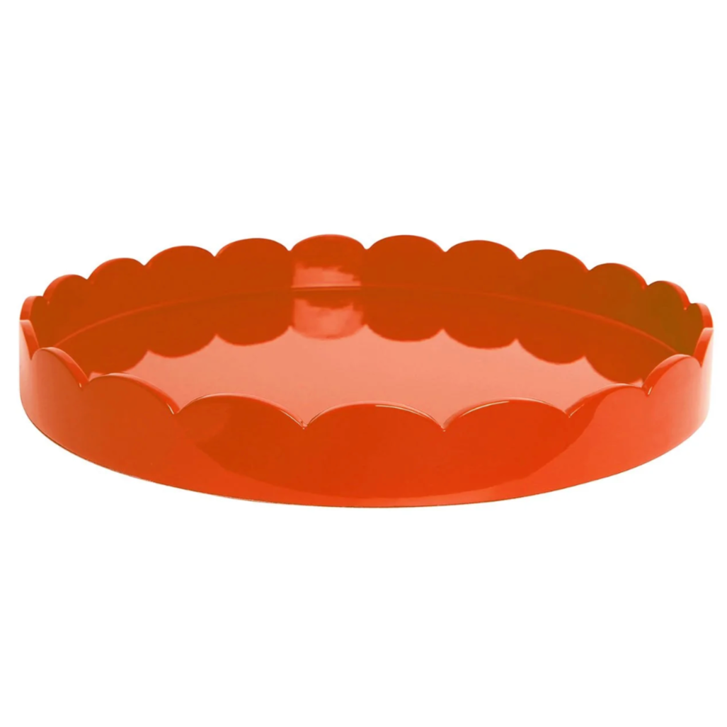 Orange Round Lacquered Scalloped Tray