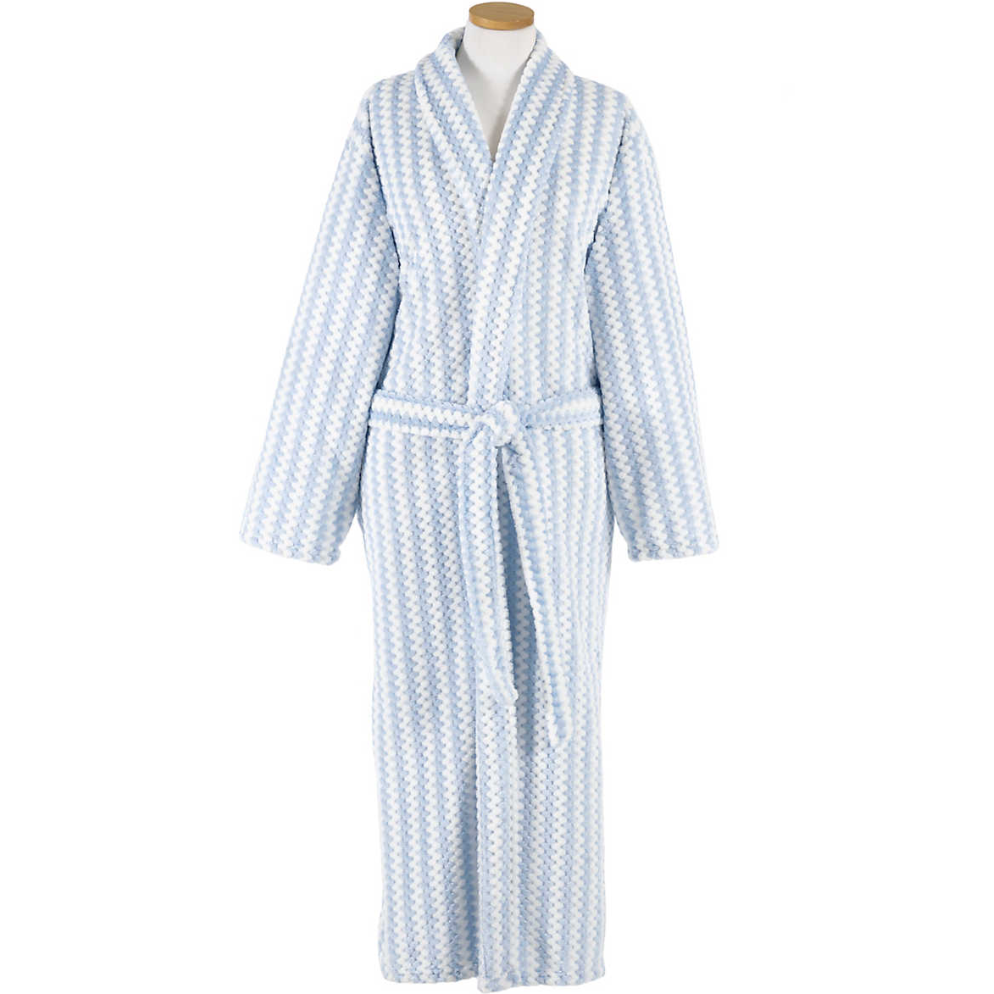 Pine Cone Hill Bubble Stripe Fleece Blue Soft Robe