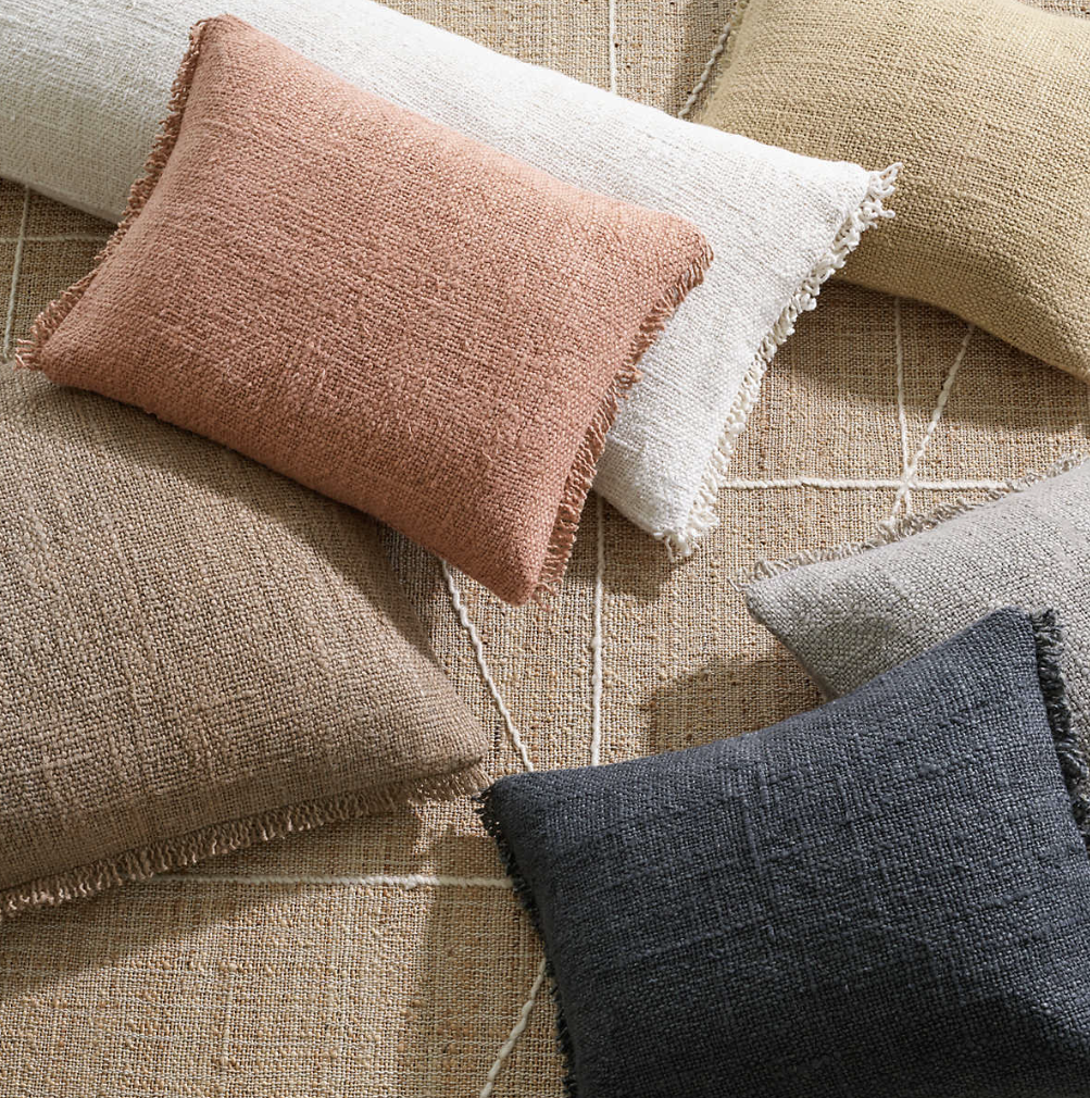 Griffin Linen Square Decorative Pillow, Stone