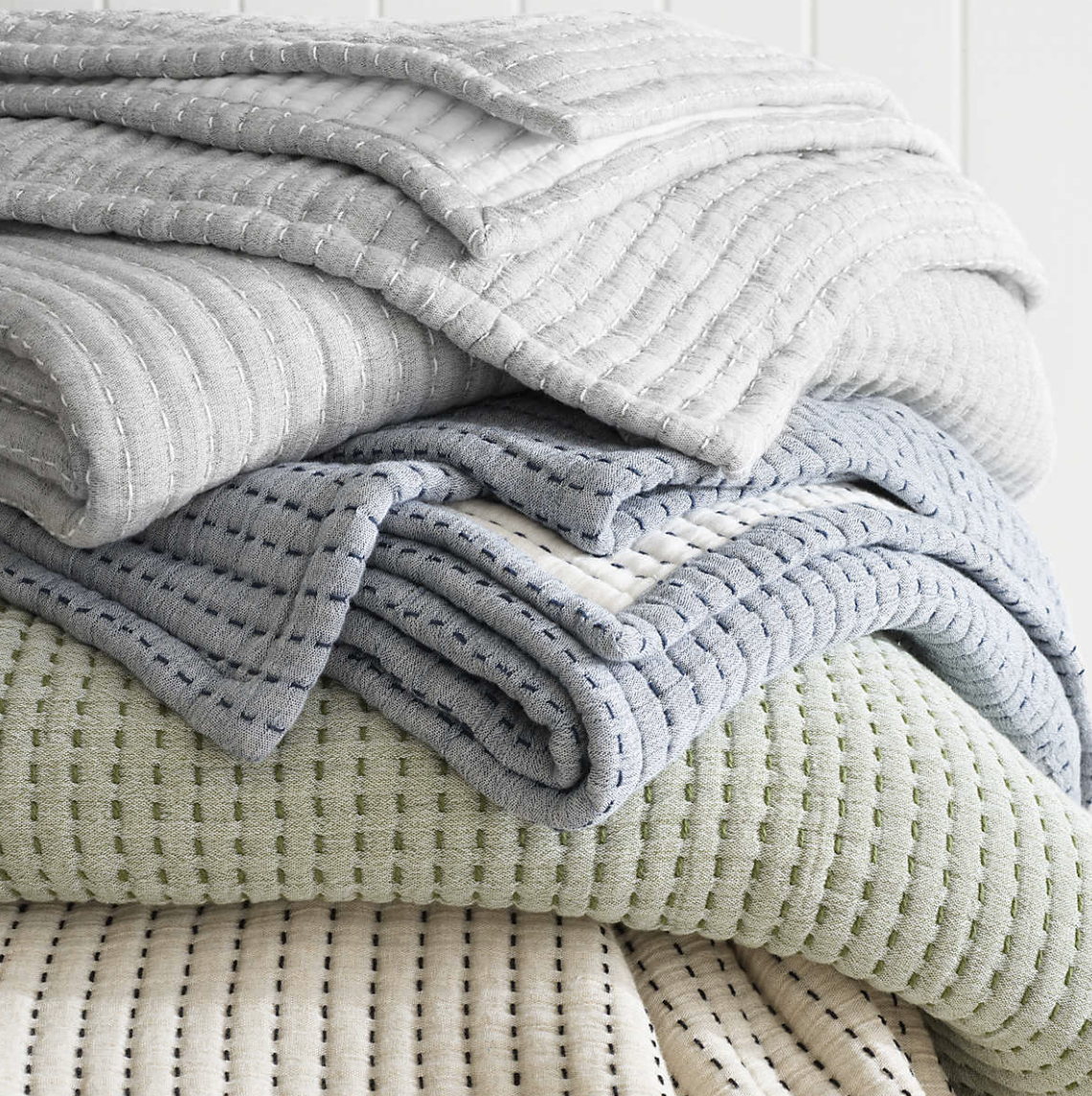 Annie Selke Pick Stitch Matelassé Coverlett, Natural