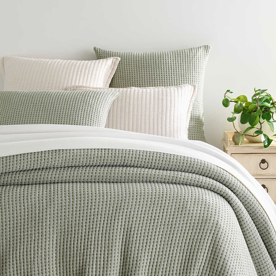 Annie Selke Pick Stitch Matelassé Coverlett, Evergreen