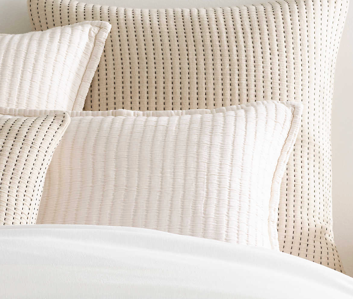 Annie Selke Pick Stitch Natural Matelassé Sham, Natural