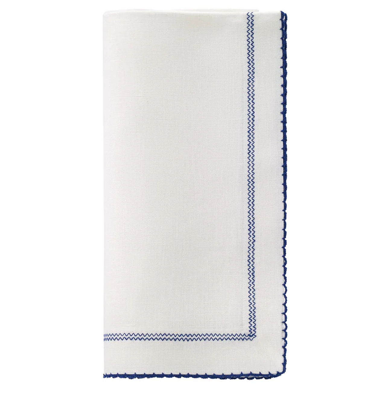 Picot White/Navy Dinner Napkin