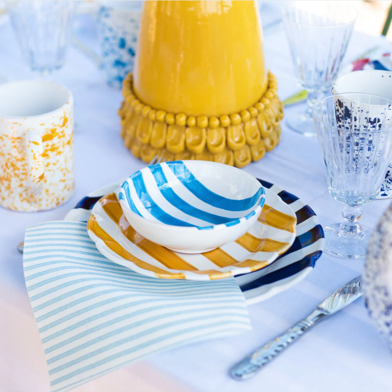VIETRI Amalfitana Yellow Stripe Salad Plate