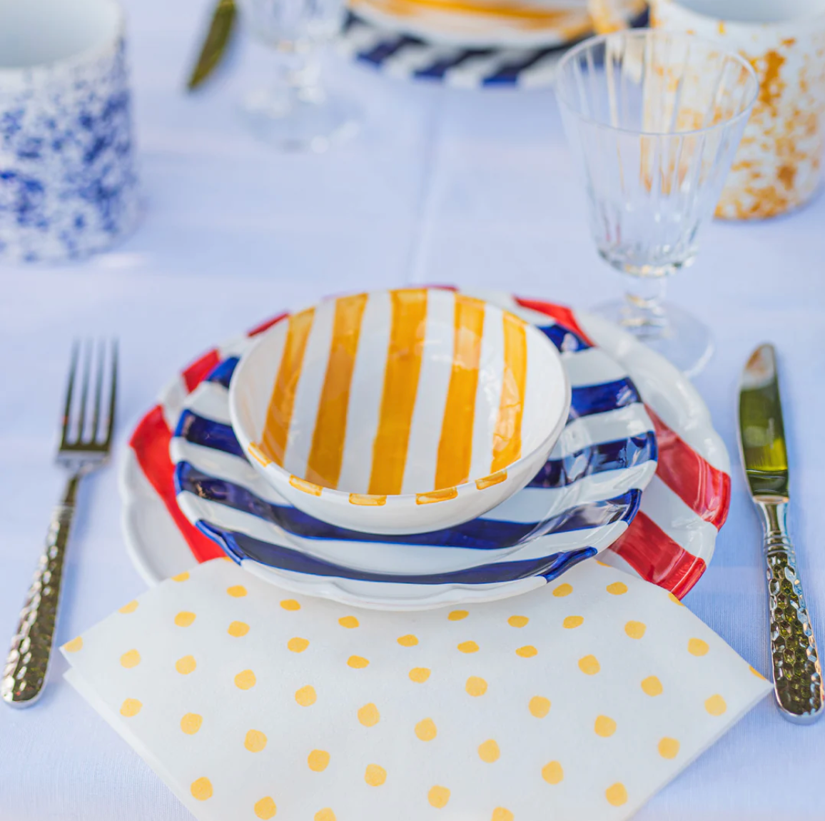 VIETRI Amalfitana Cobalt Stripe Salad Plate