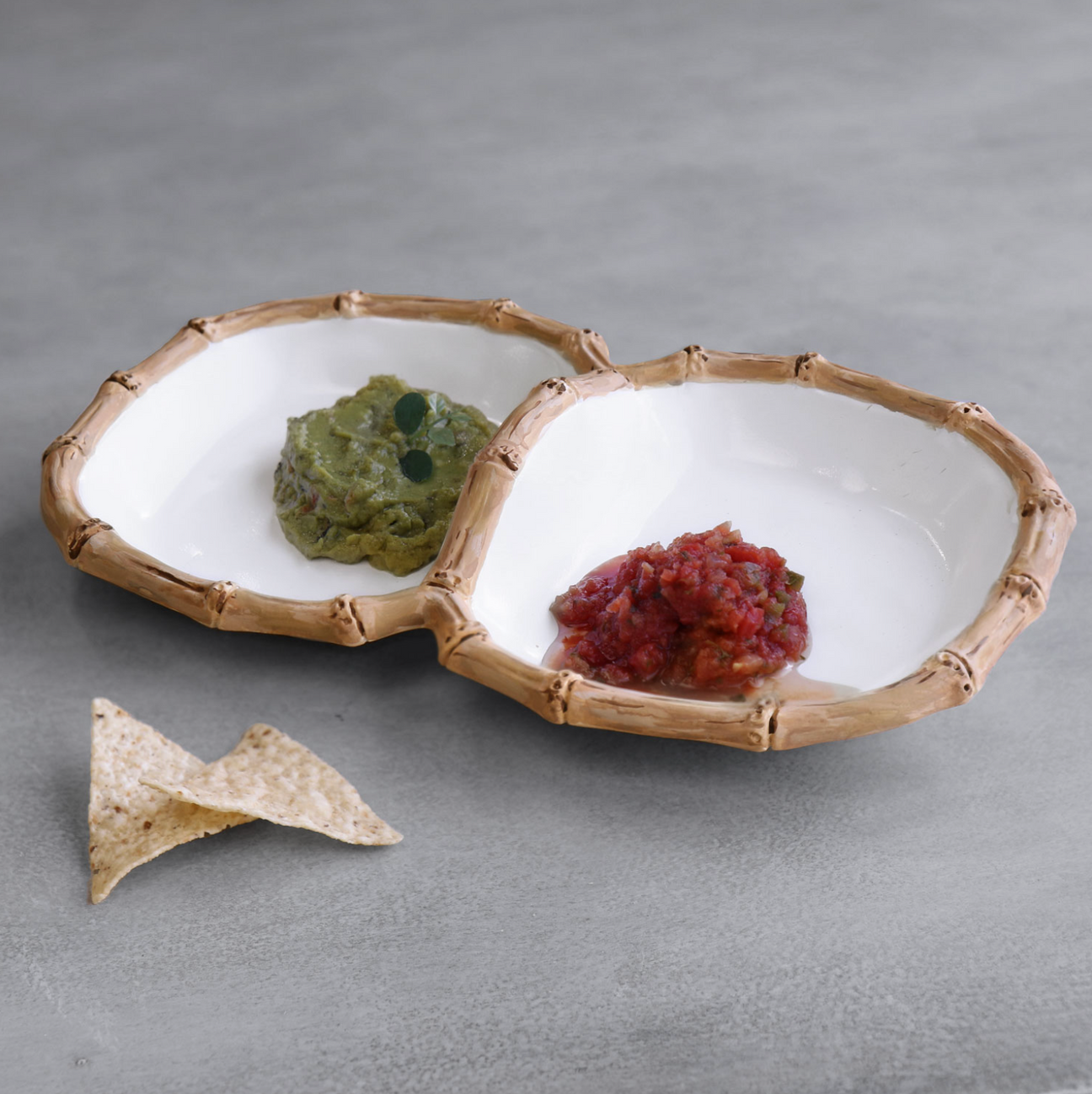 Beatriz Ball Melamine Bamboo Double Dip Bowl