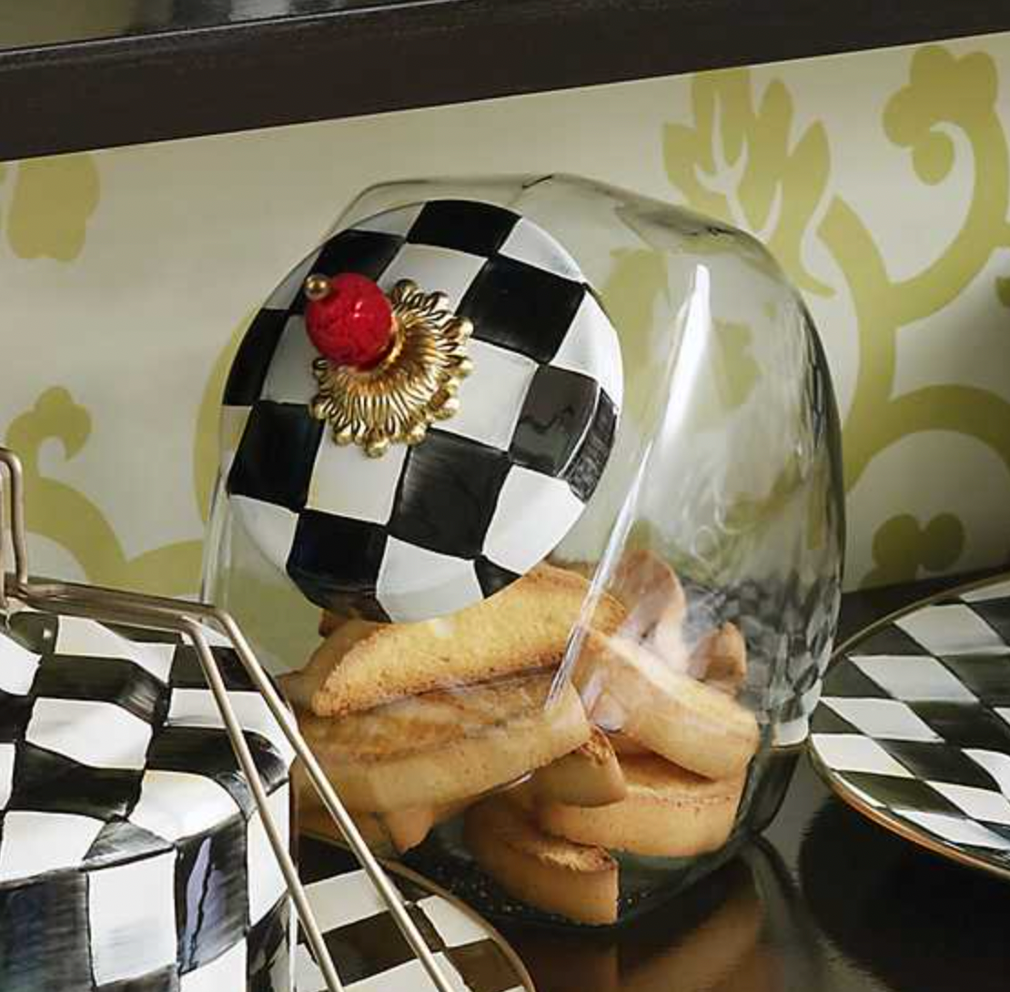 MacKenzie Childs Courtly Check Cookie Jar with Enamel Lid