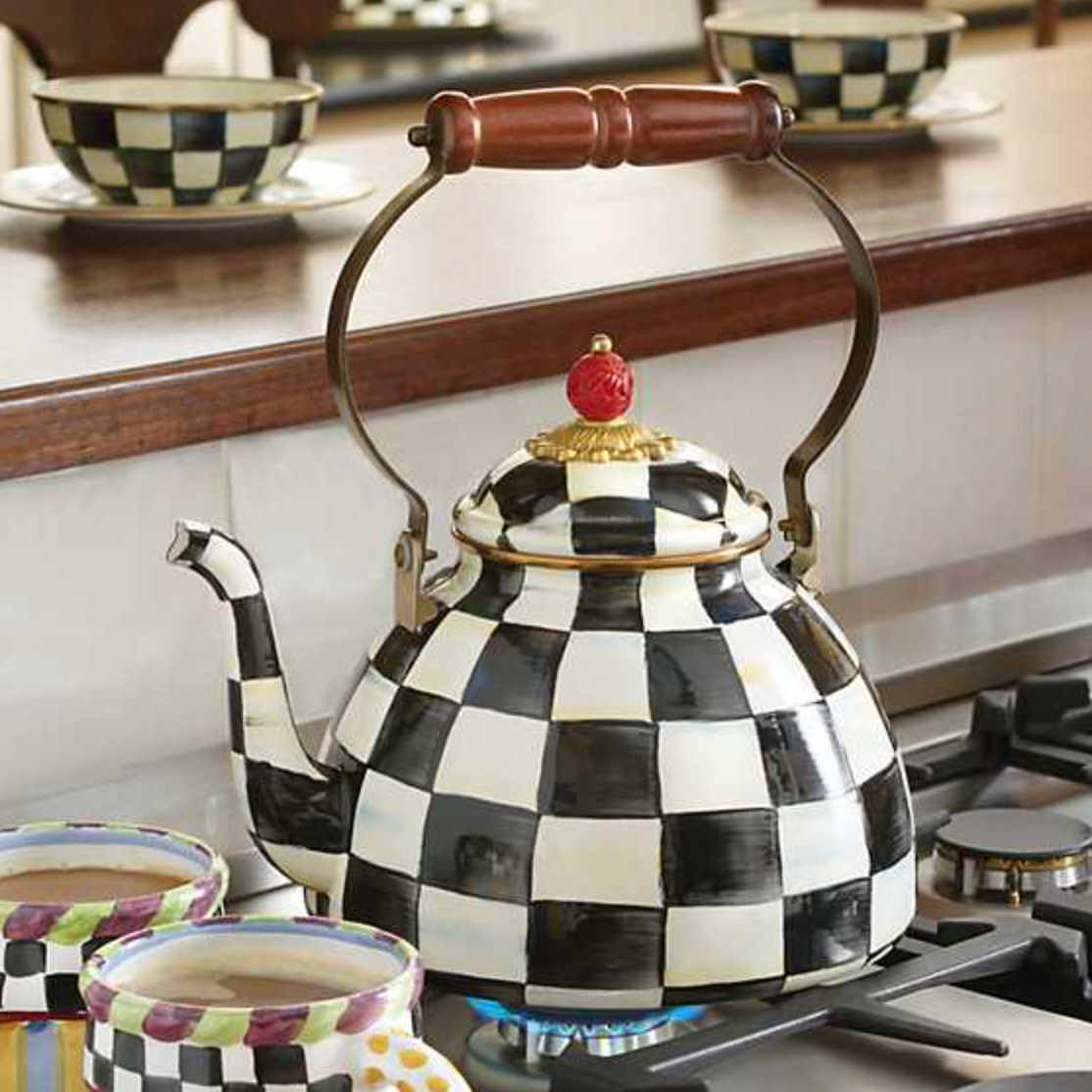 MacKenzie-Childs 2-Qt. Courtly Check Enamel Tea Kettle