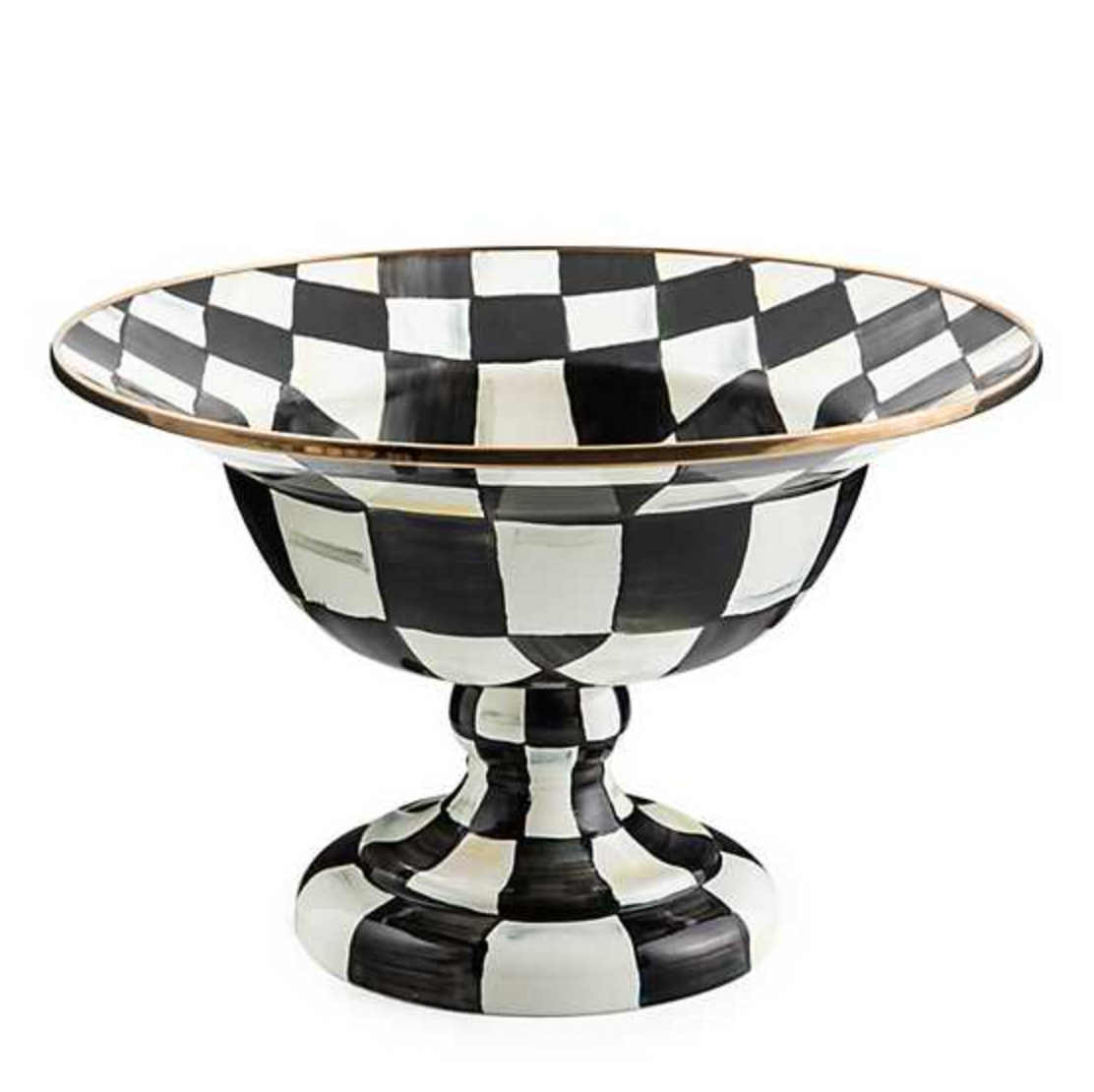 MacKenzie Childs Courtly Check Enamel Compote