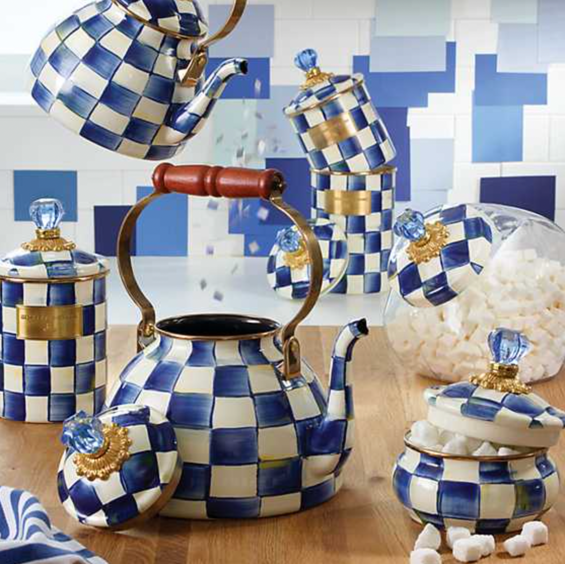 MacKenzie Childs Royal Check Enamel Canister, Medium