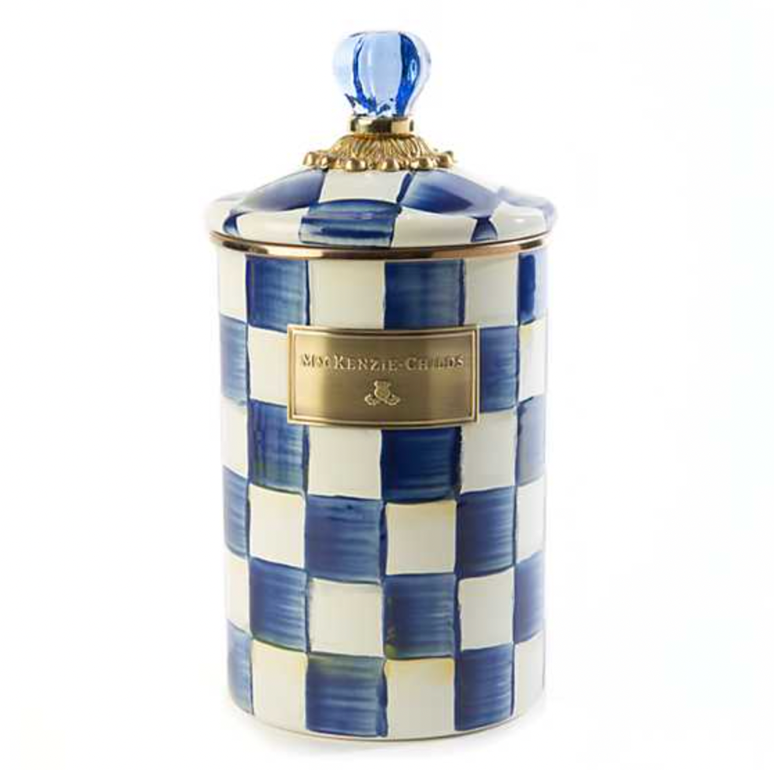 MacKenzie Childs Royal Check Enamel Canister, Large
