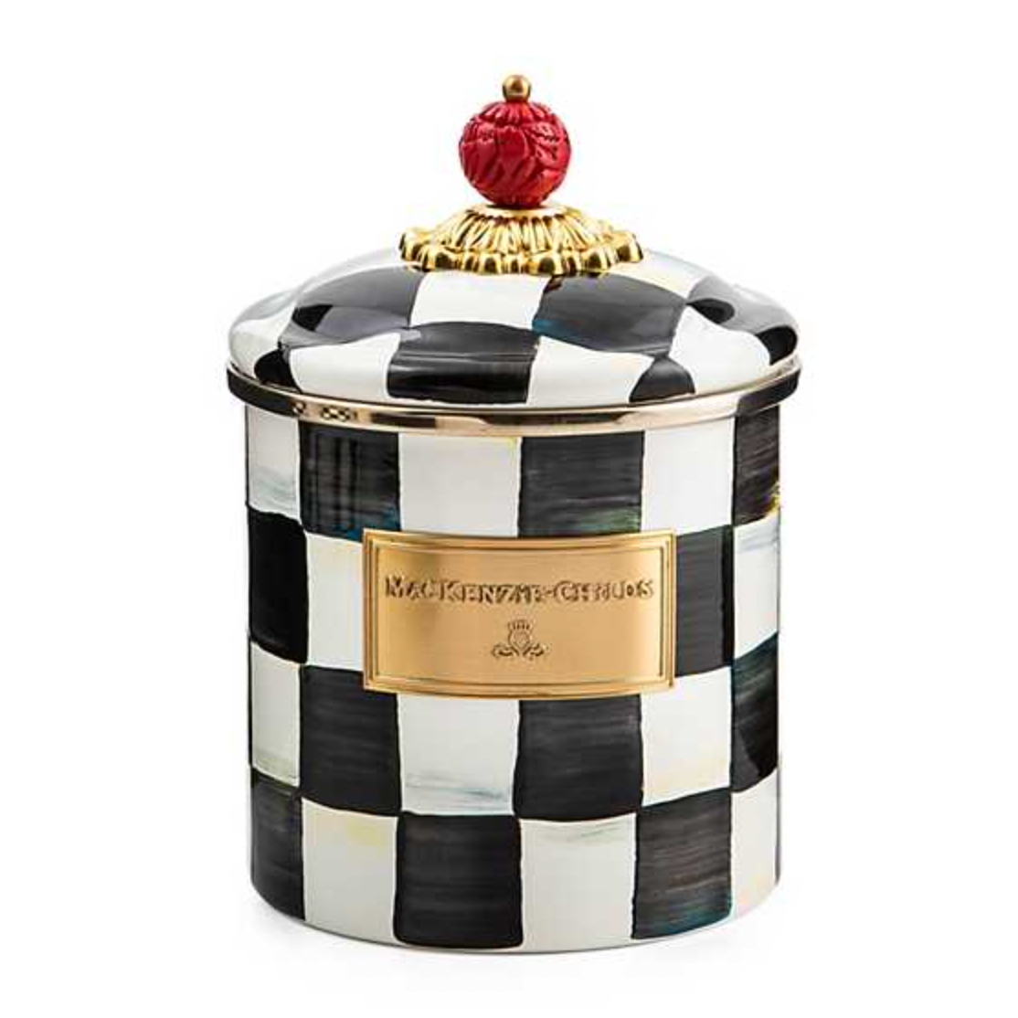 MacKenzie Childs Courtly Check Enamel Canister, Small