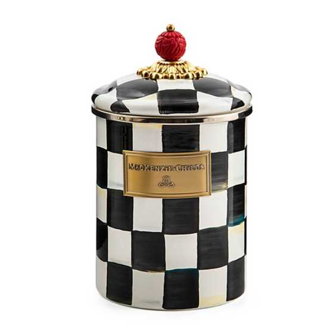 MacKenzie Childs Courtly Check Enamel Canister, Medium