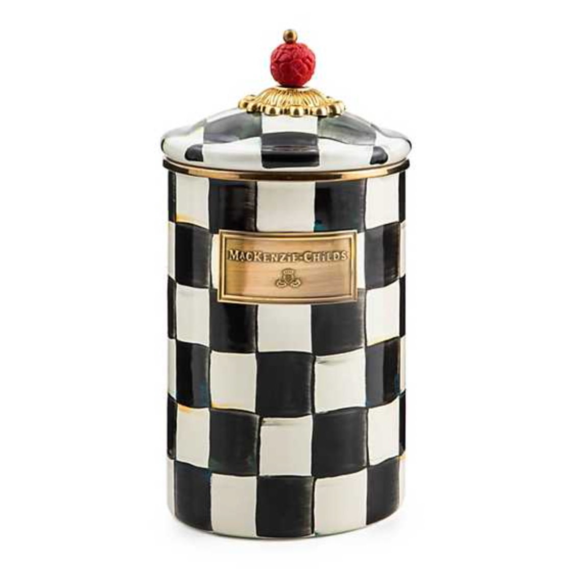 MacKenzie Childs Courtly Check Enamel Canister, Large
