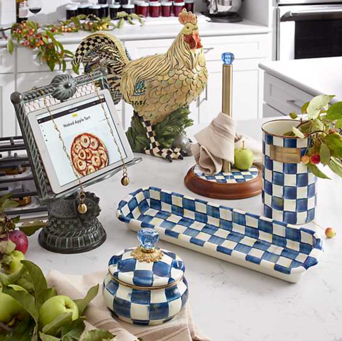 MacKenzie Childs Royal Check Wood Paper Towel Holder Waiting On Martha