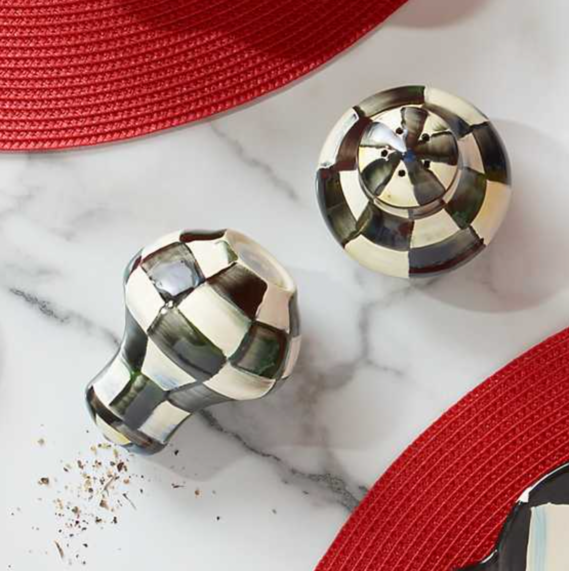 MacKenzie Childs Courtly Check Enamel Salt & Pepper Shakers