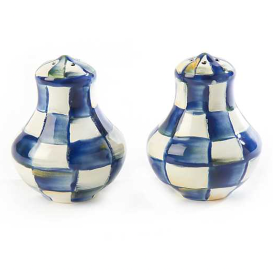 MacKenzie Childs Royal Check Enamel Salt & Pepper Shakers