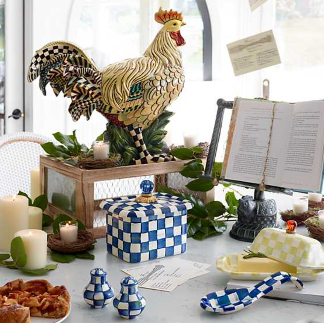 MacKenzie Childs Royal Check Enamel Salt & Pepper Shakers