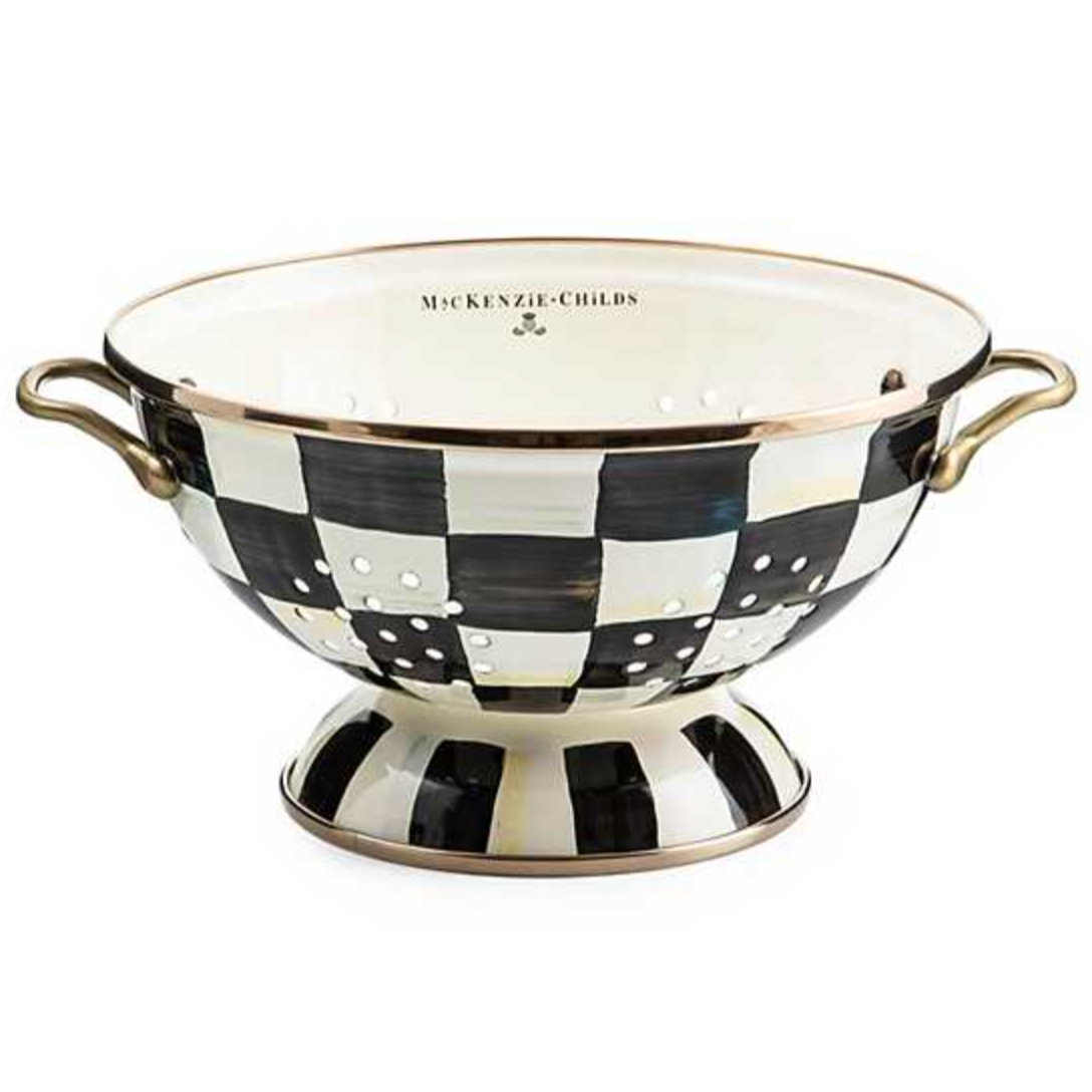 MacKenzie Childs Courtly Check Enamel Colander