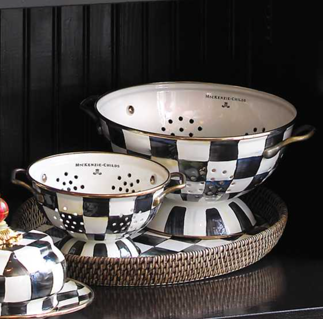 MacKenzie Childs Courtly Check Enamel Colander