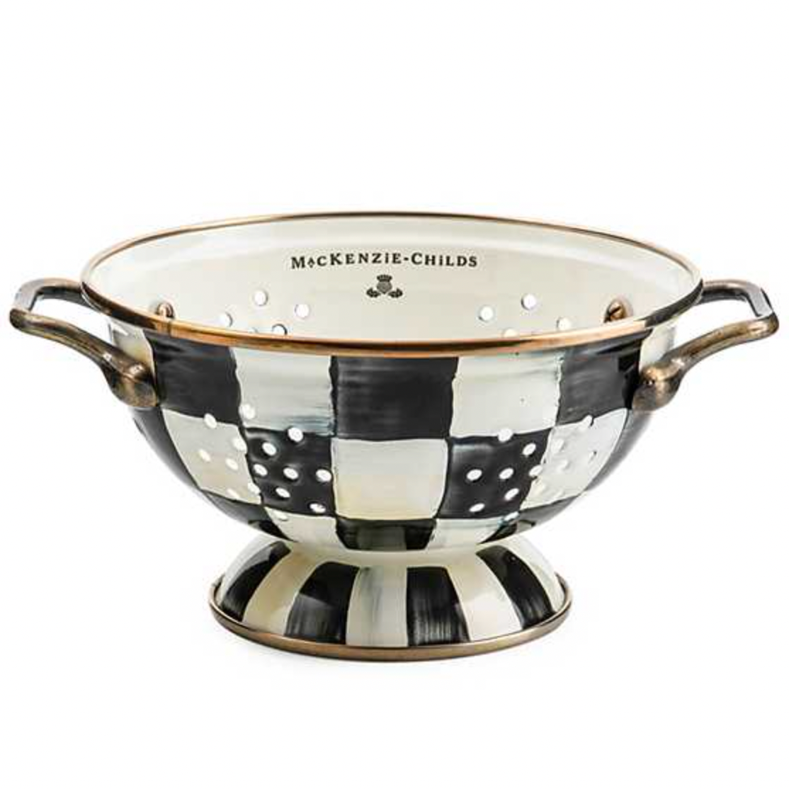 MacKenzie Childs Courtly Check Enamel Colander