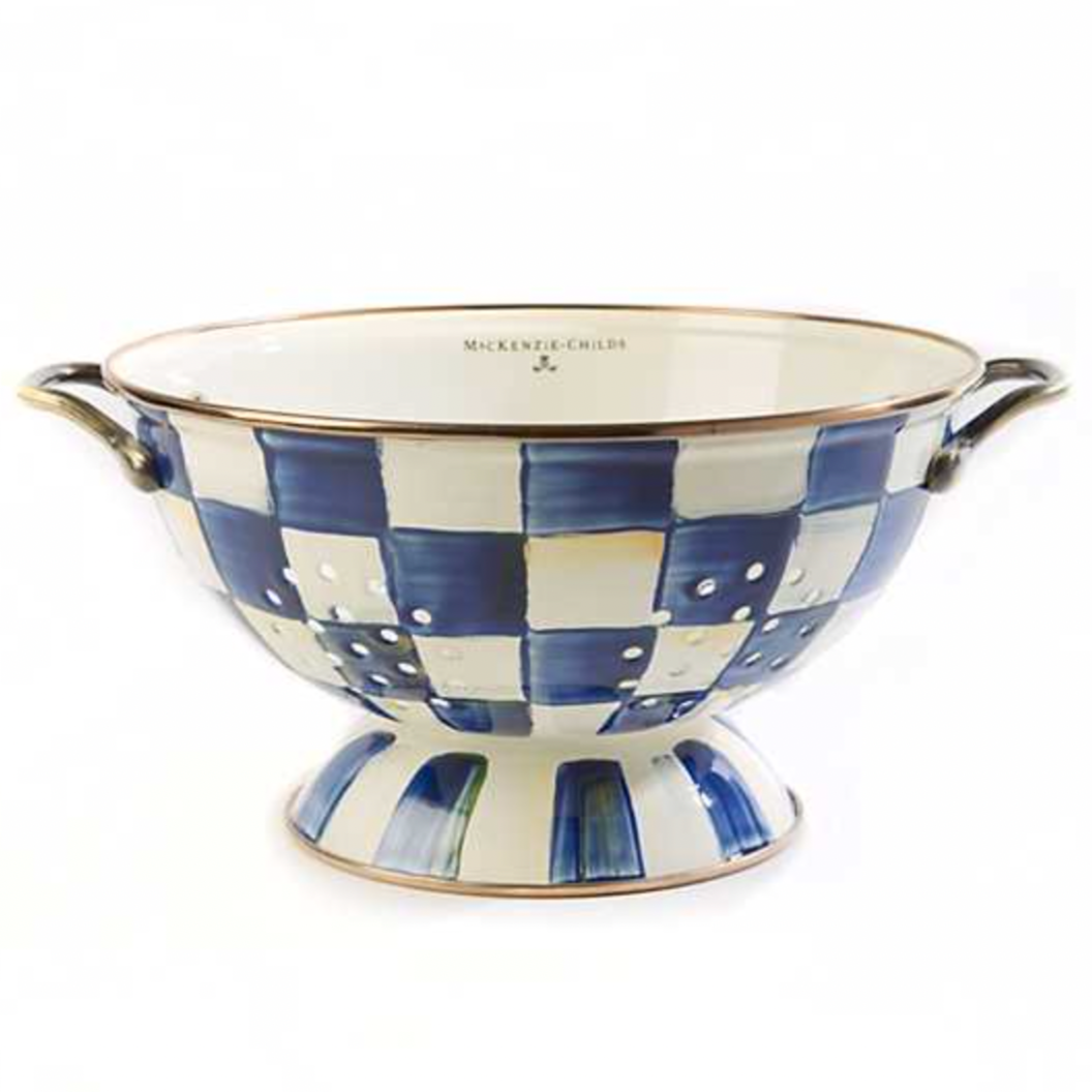 MacKenzie Childs Royal Check Enamel Colander