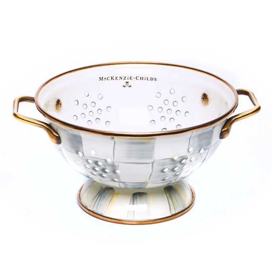 MacKenzie Childs Sterling Check Enamel Colander